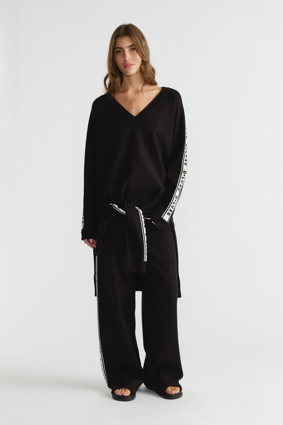 D-Luxe Logo Panel Knit Top