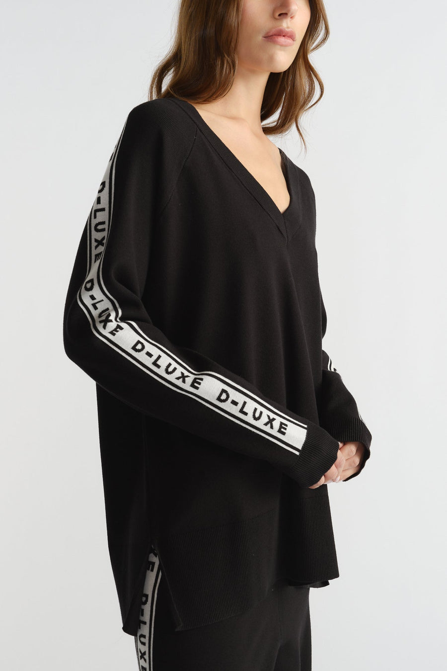 D-Luxe Logo Panel Knit Top