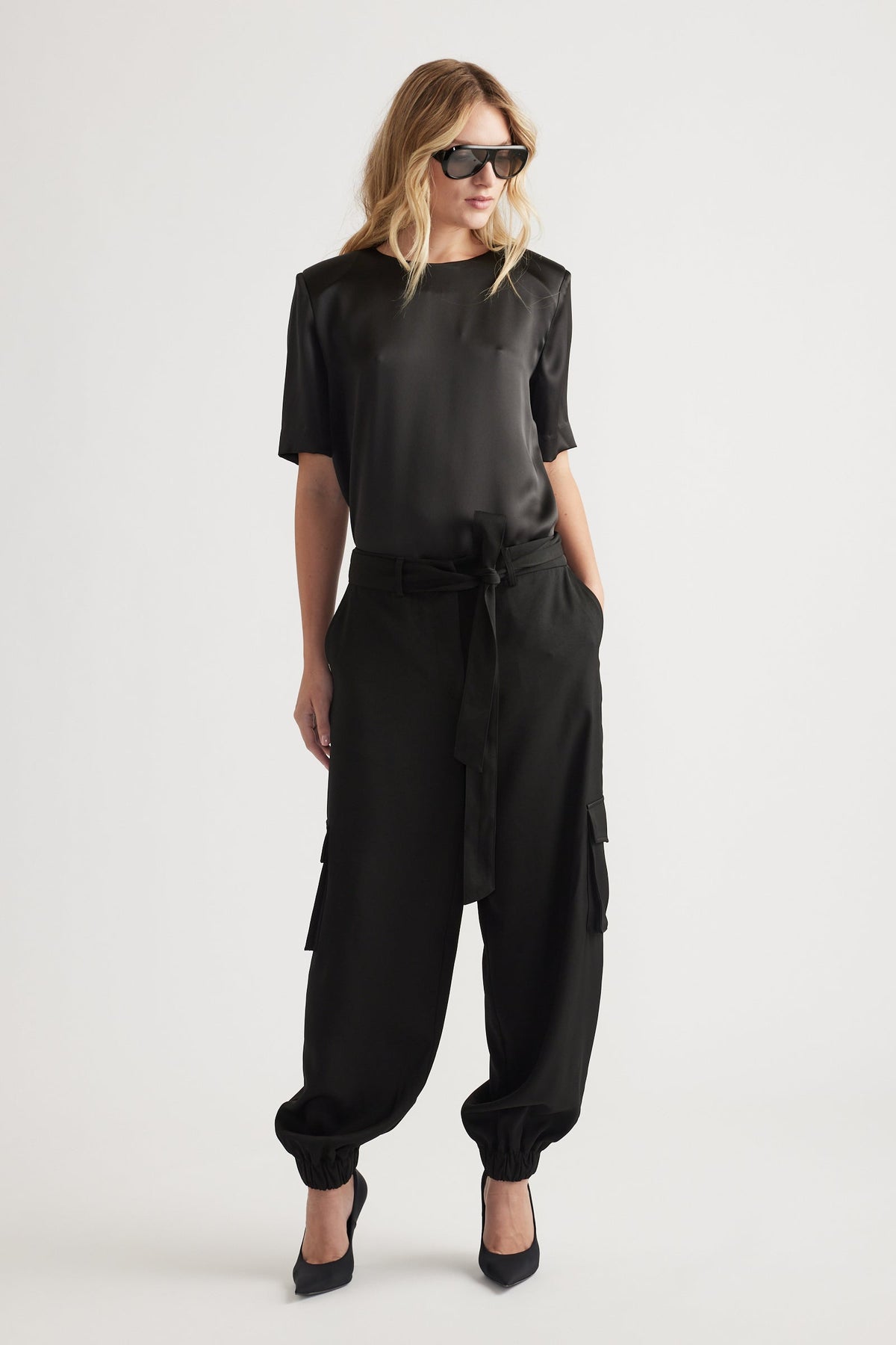 Noah Shoulder Pad Satin Top