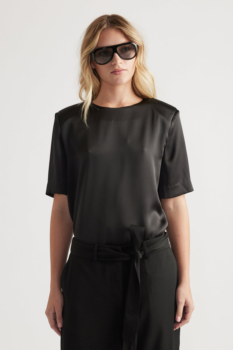 Noah Shoulder Pad Satin Top