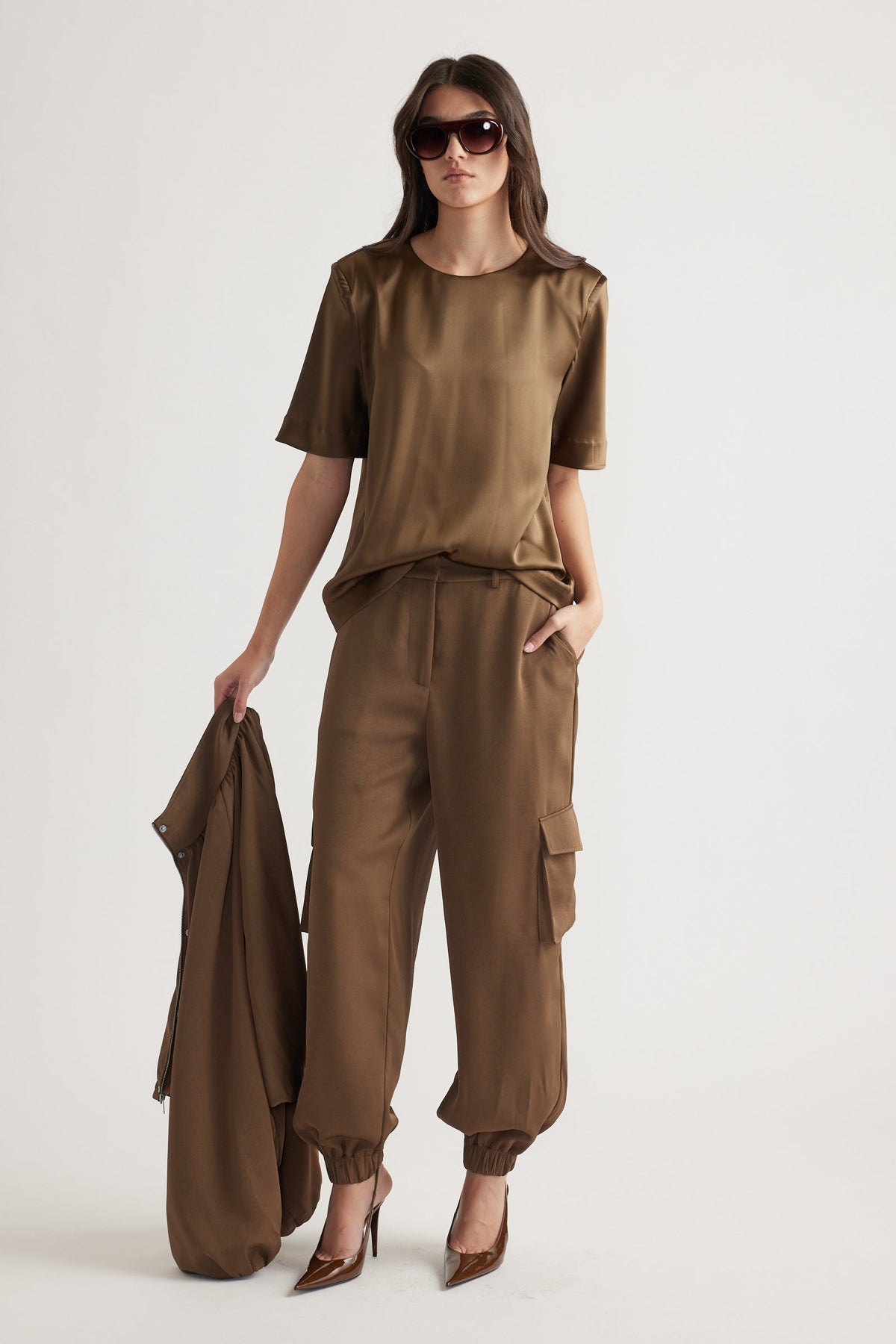 Noah Shoulder Pad Satin Top