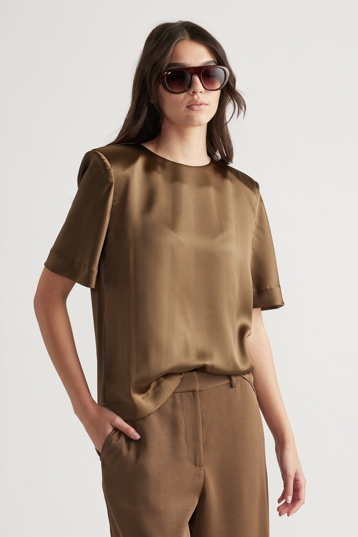 Noah Shoulder Pad Satin Top