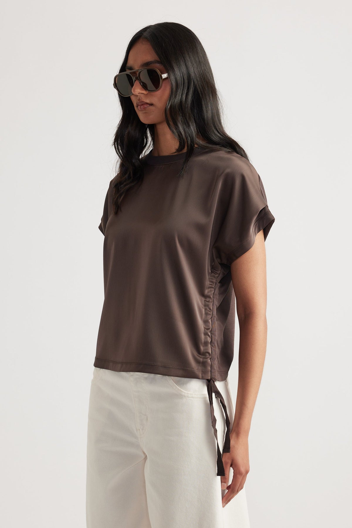 Frankie Satin Side Tie Top