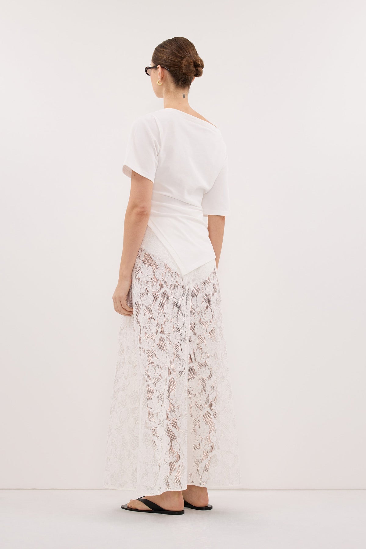 LUCINE WHITE LACE MAXI SKIRT