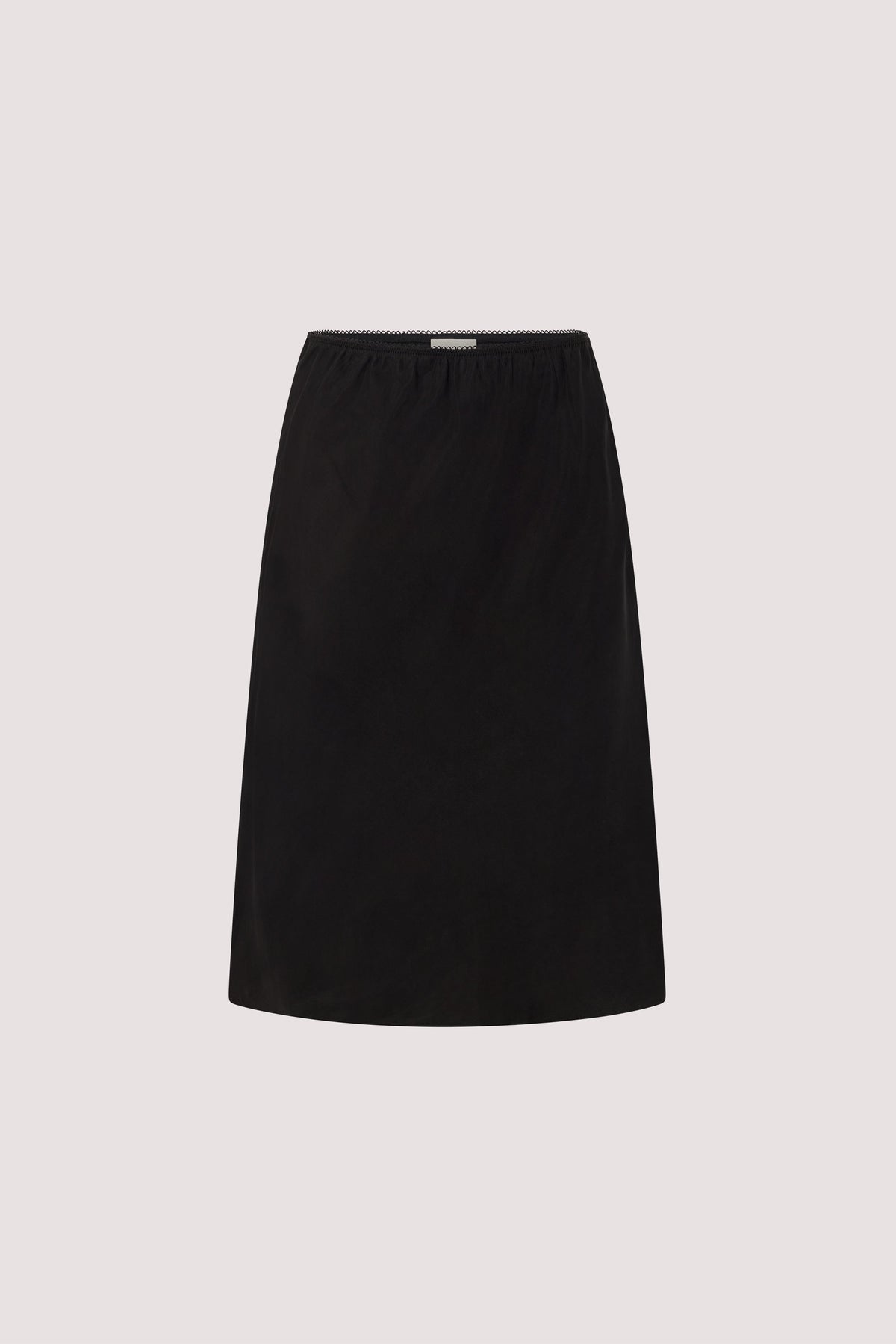 LOUISA BLACK CUPRO KNEE LENGTH SKIRT