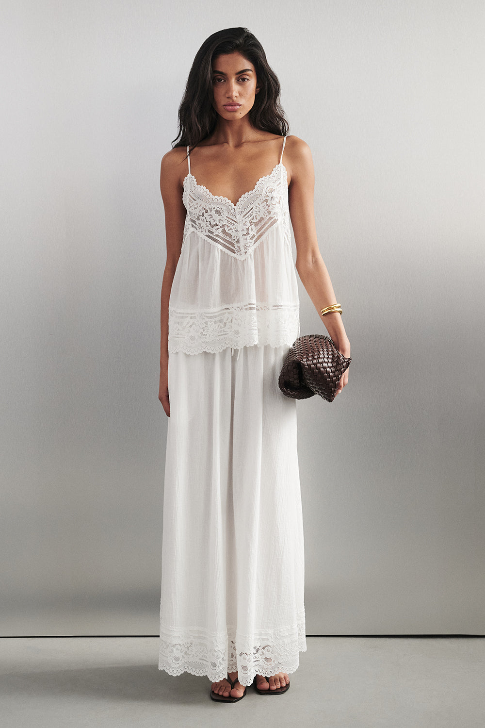 ELISA WHITE COTTON SHEER MIDI SKIRT