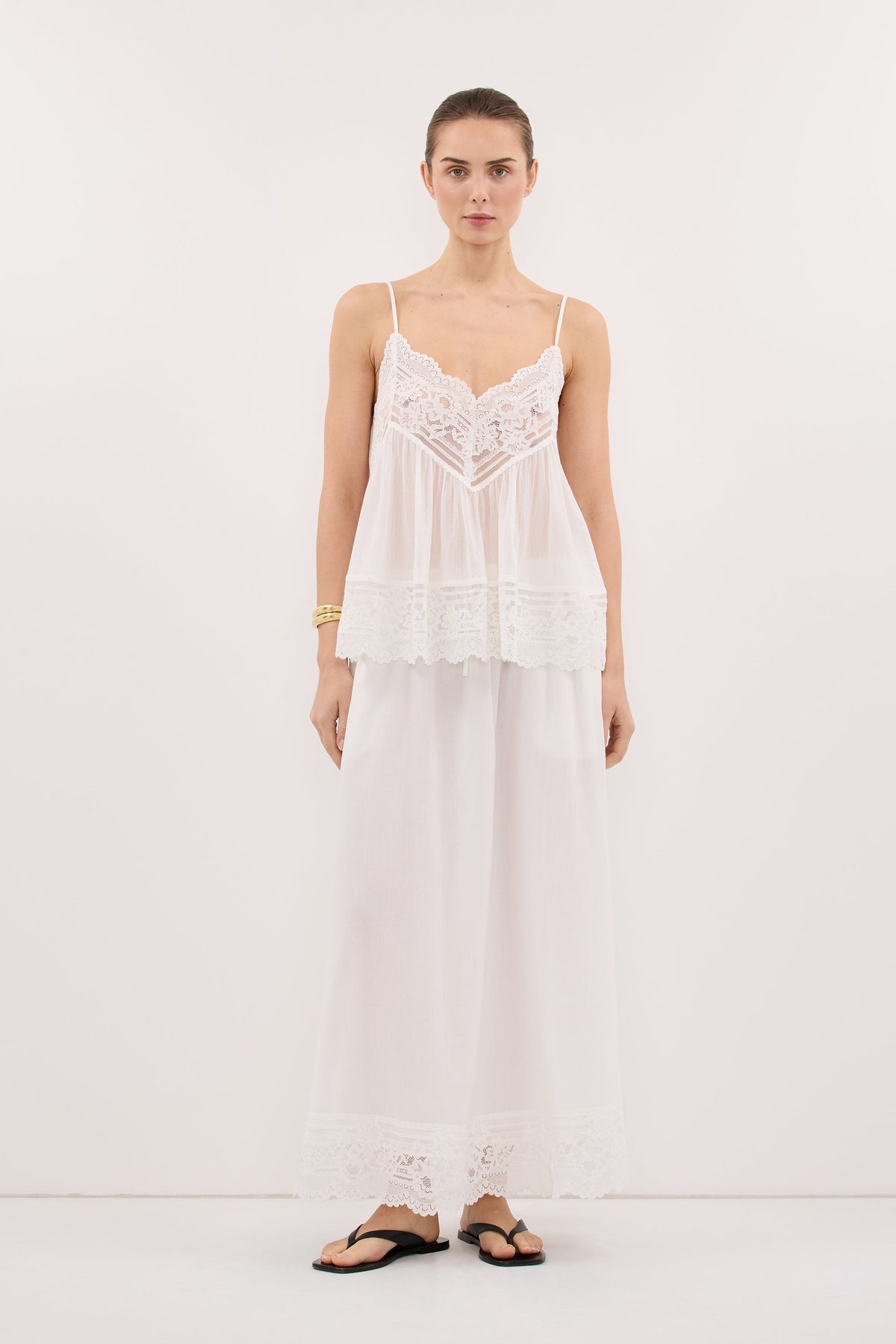 ELISA WHITE COTTON SHEER MIDI SKIRT