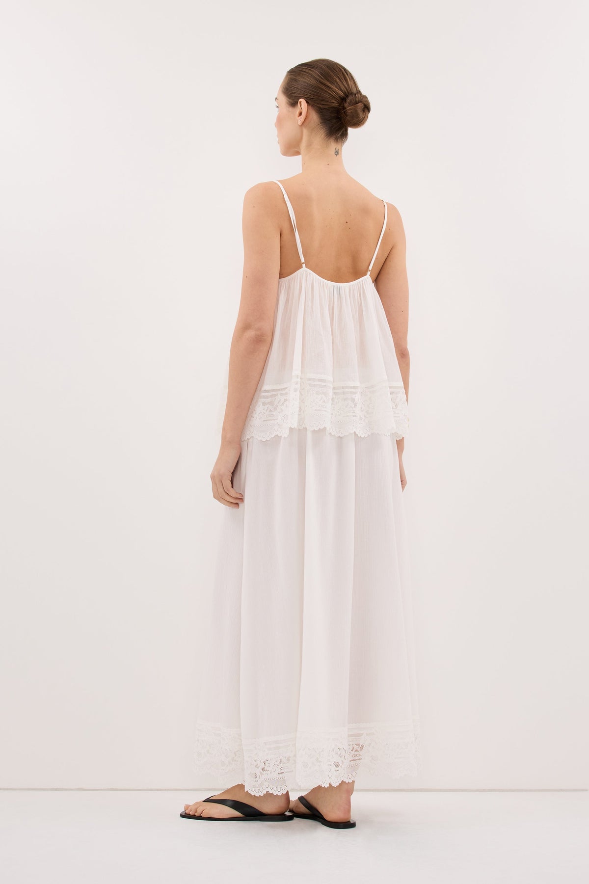 ELISA WHITE COTTON SHEER MIDI SKIRT