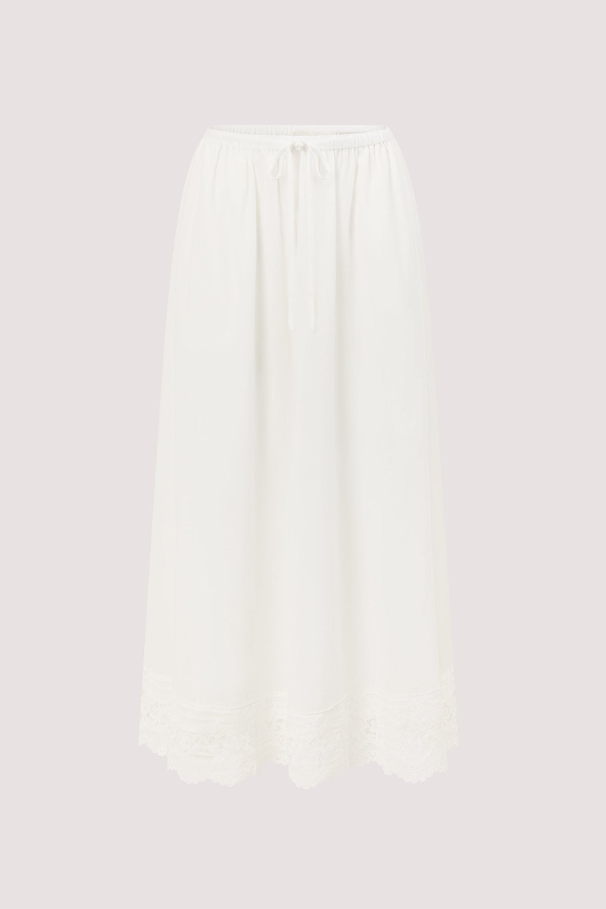 ELISA WHITE COTTON SHEER MIDI SKIRT
