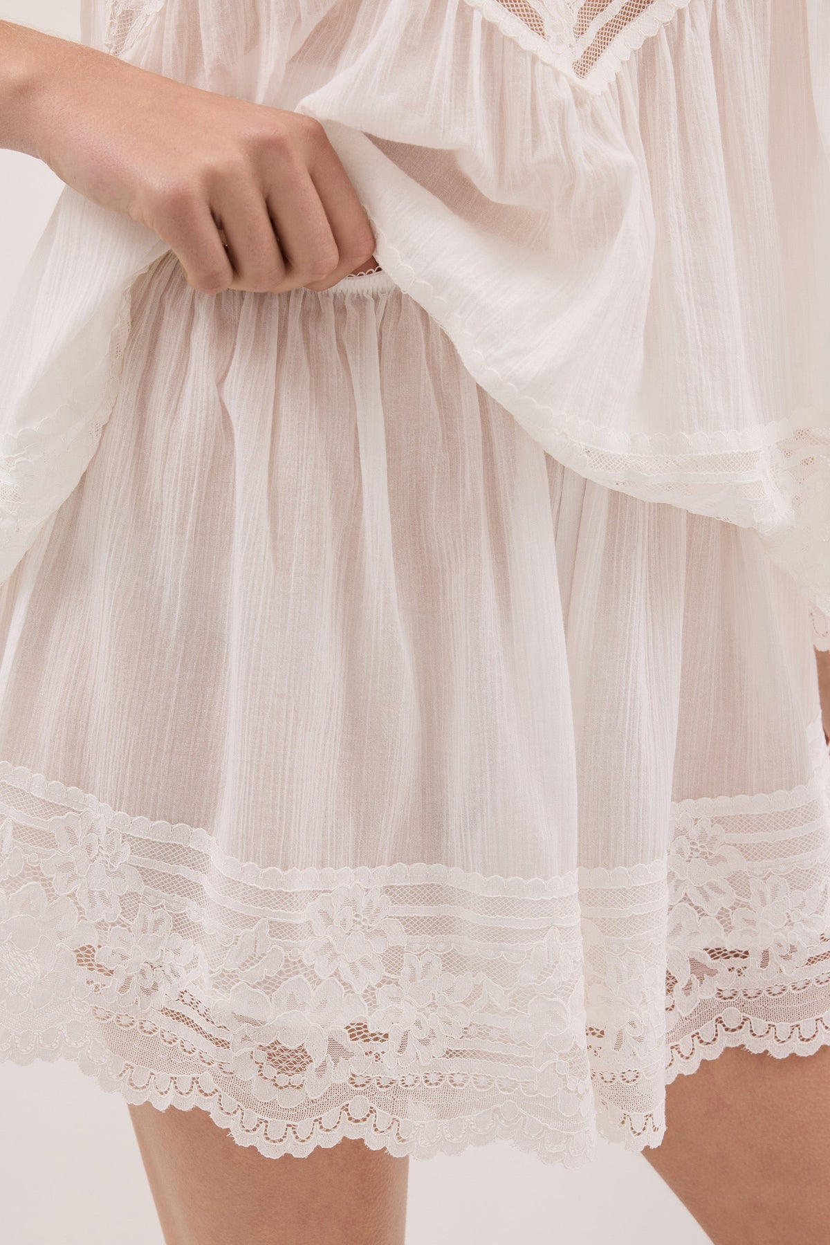 ELISA WHITE COTTON SHEER SHORT