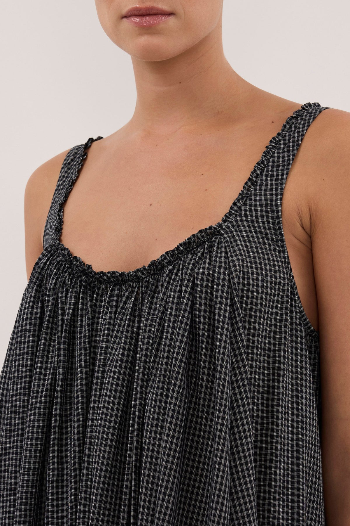 ARABELLA BLACK CHECK MIDI DRESS