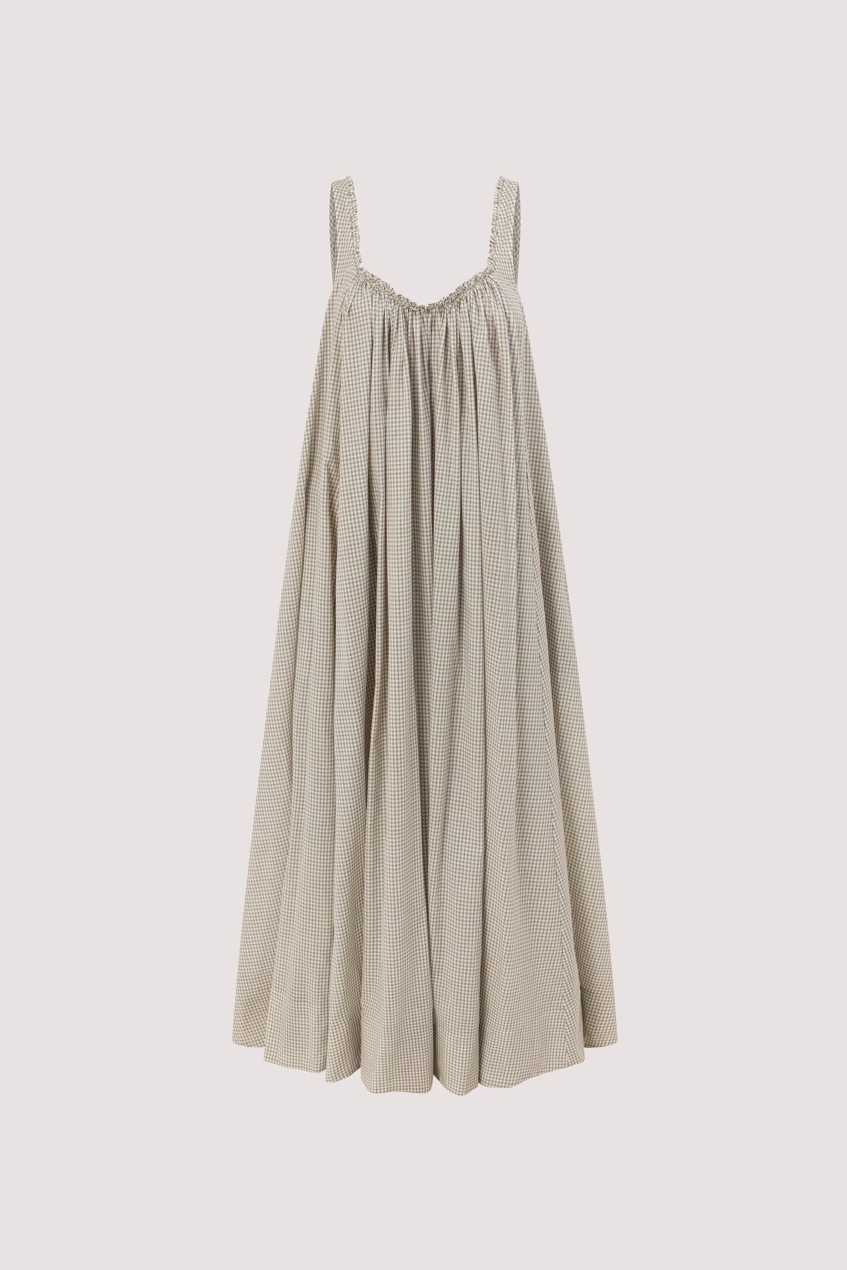 ARABELLA CREAM CHECK MIDI DRESS