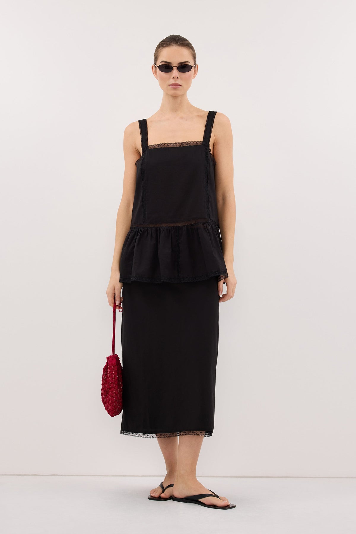 ROSIN BLACK KNEE LENGTH SKIRT