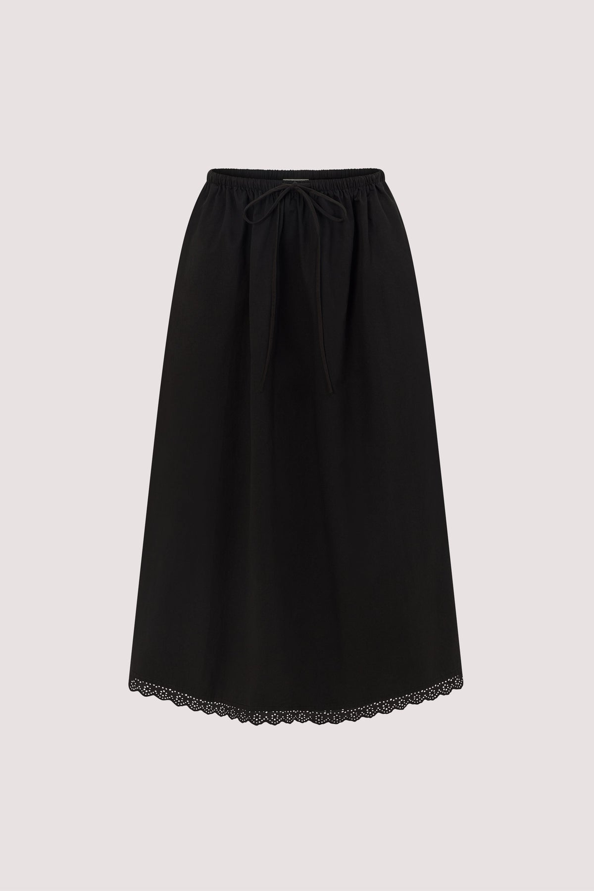 ARLETTE BLACK COTTON GATHERED 7/8 SKIRT