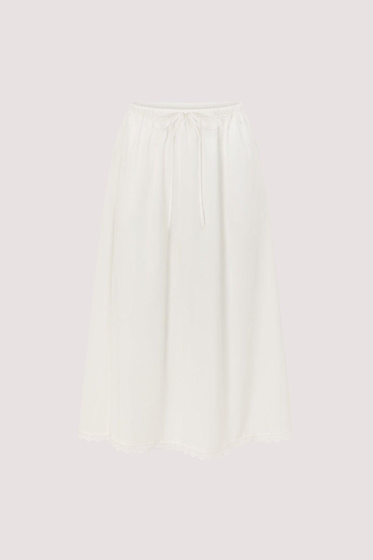 ARLETTE WHITE COTTON GATHERED 7/8 SKIRT