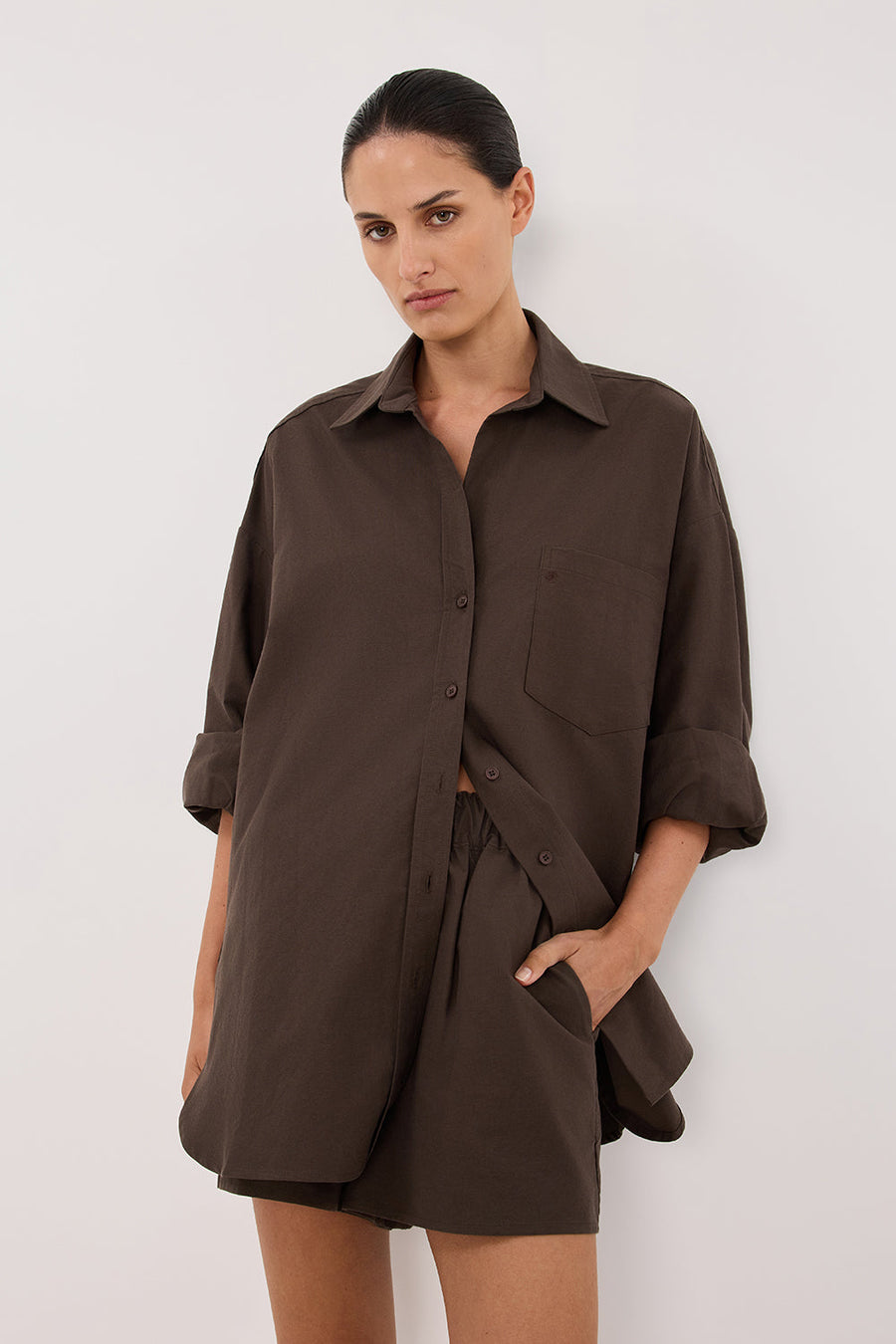 RHEA BITTER CHOC COTTON SHORT