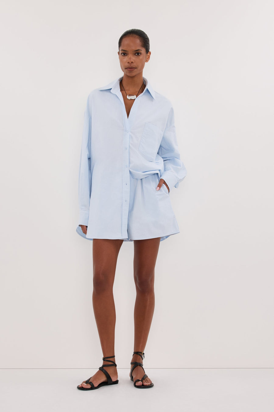 RHEA 2.0 ICE BLUE COTTON SHORT