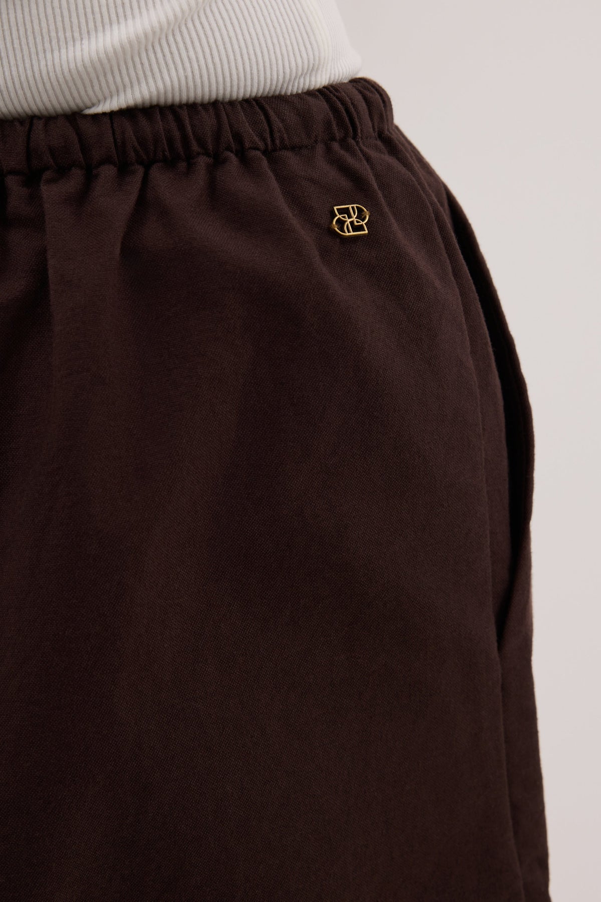 RHEA BURNT CHOC COTTON DRAWSTRING SHORT