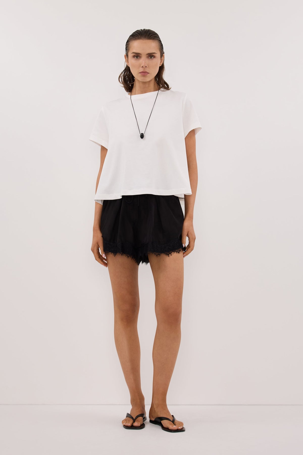 ANDREA BLACK CUPRO LACE SHORT