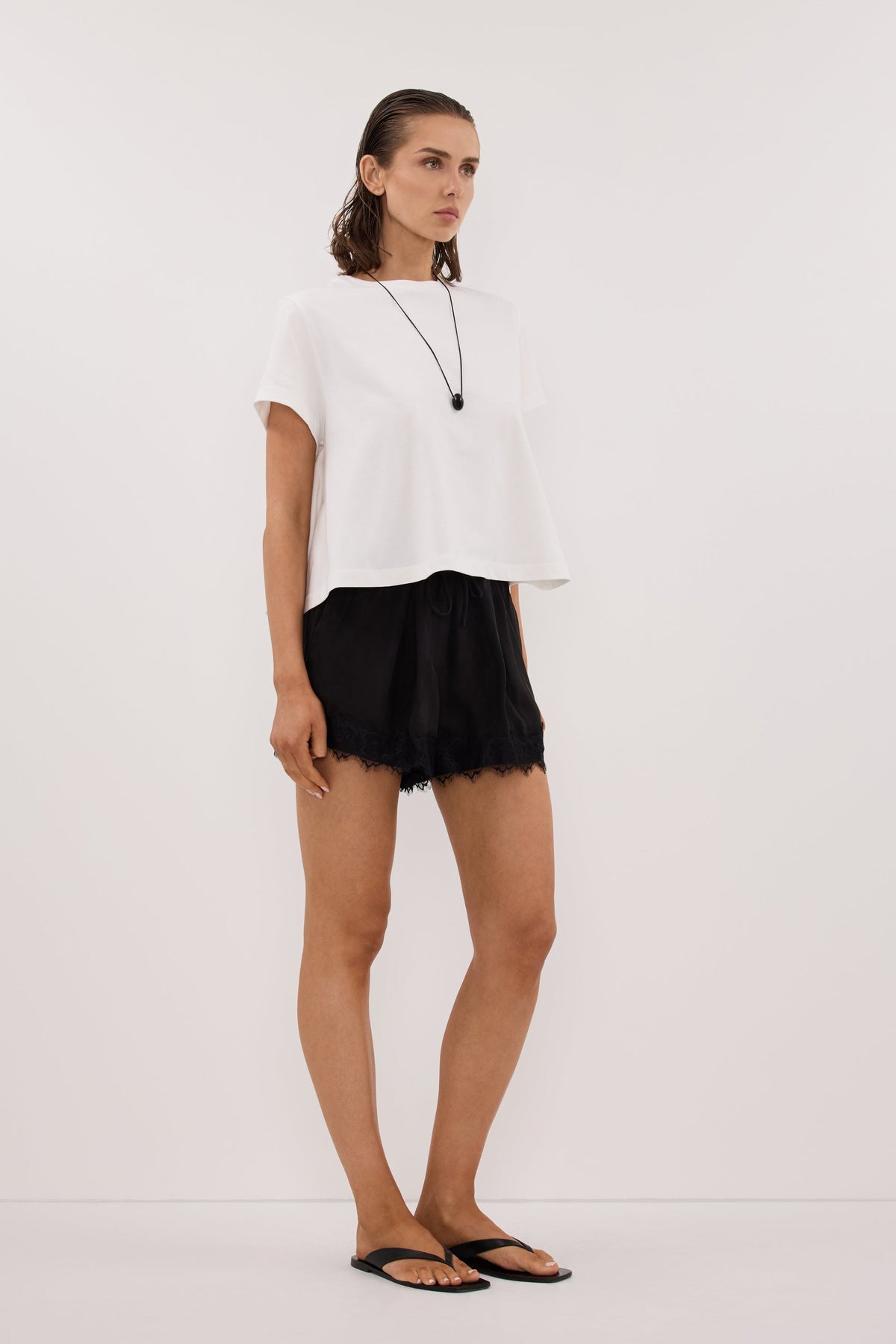 ANDREA BLACK CUPRO LACE SHORT