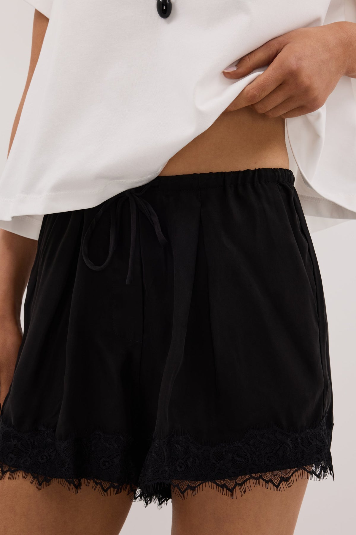 ANDREA BLACK CUPRO LACE SHORT