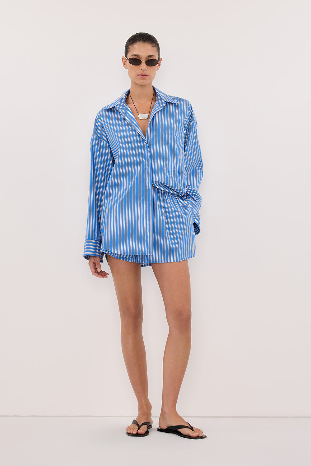 MISHA AZURE BLUE STRIPE SHORT