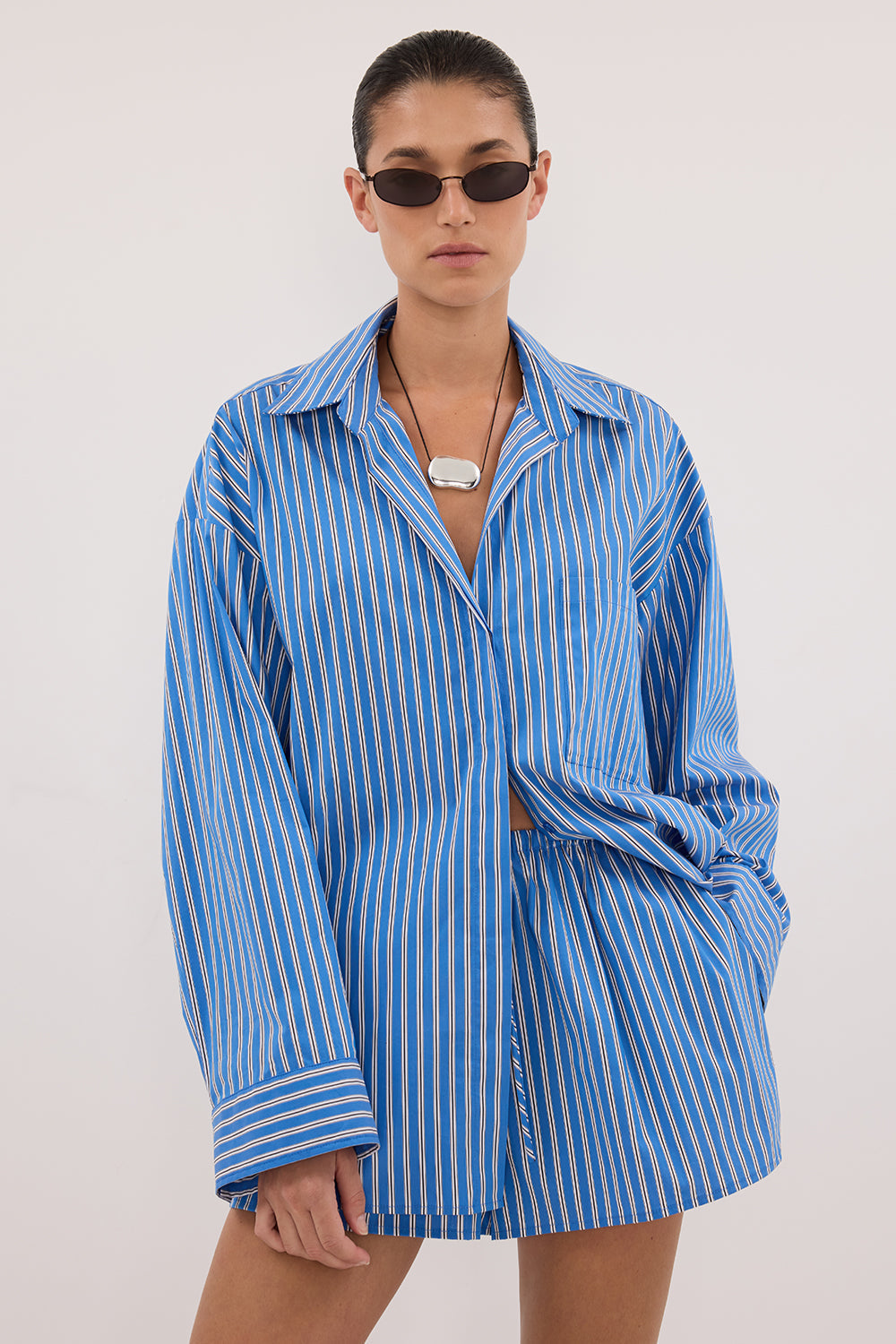 MISHA AZURE BLUE STRIPE SHORT