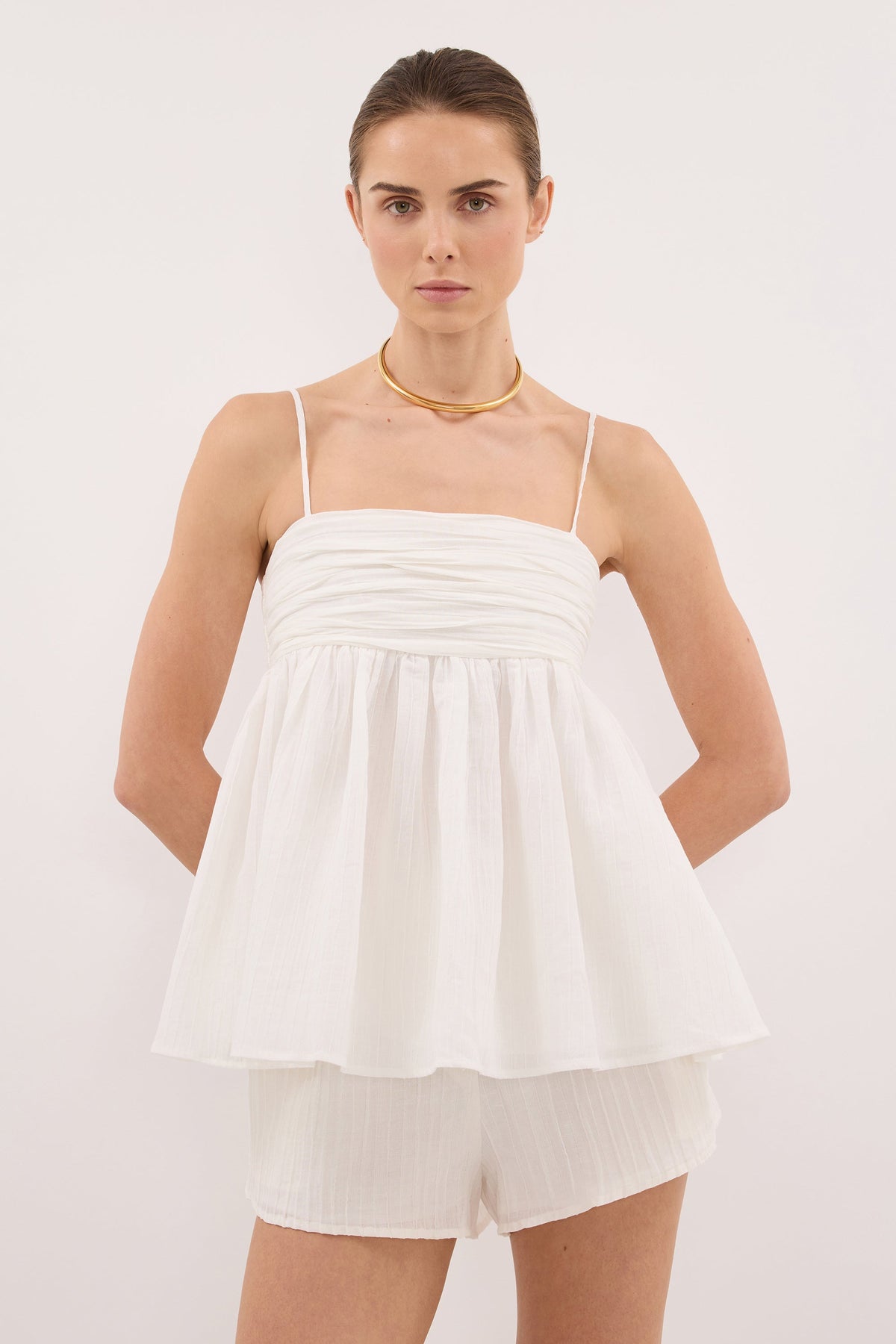 CASEY IVORY CRINKLE RAMIE SHORT