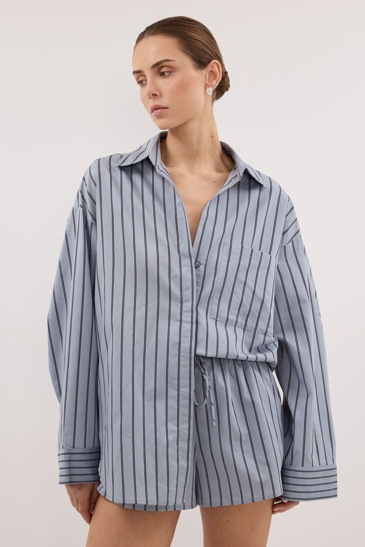 FABLE DUSTY BLUE SILK BLEND SHORT