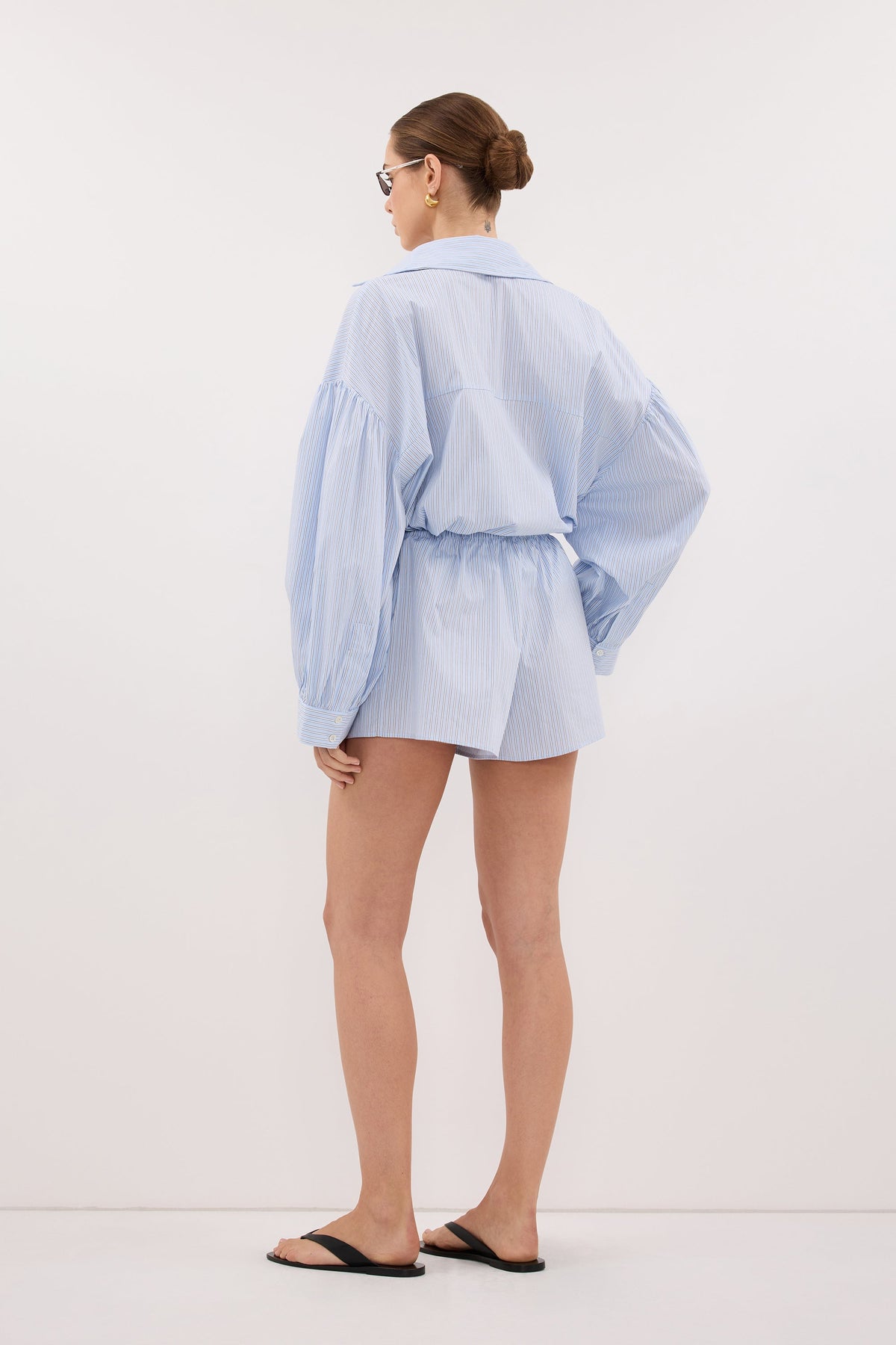 BERNICE BLUE STRIPE COTTON BLEND SHORT