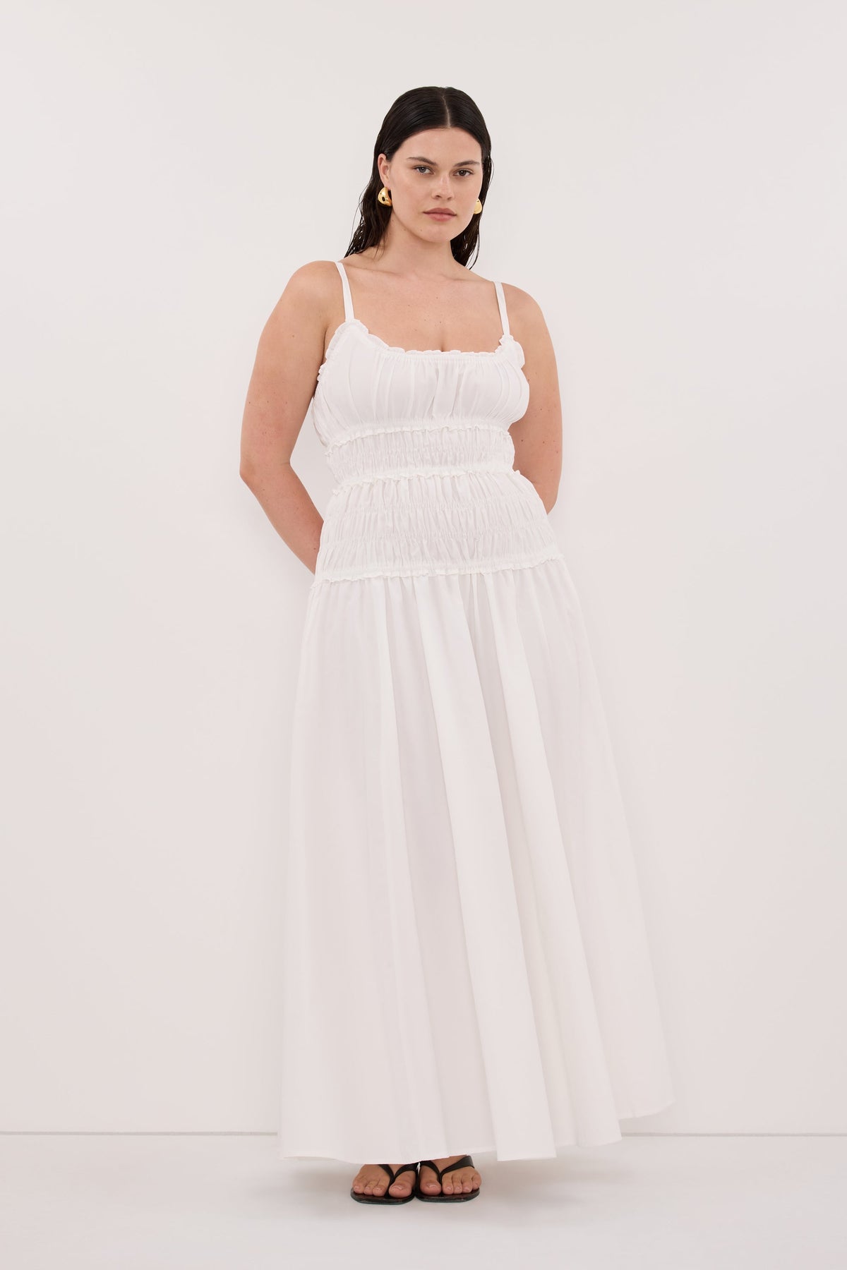 TOBY WHITE COTTON MIDI DRESS