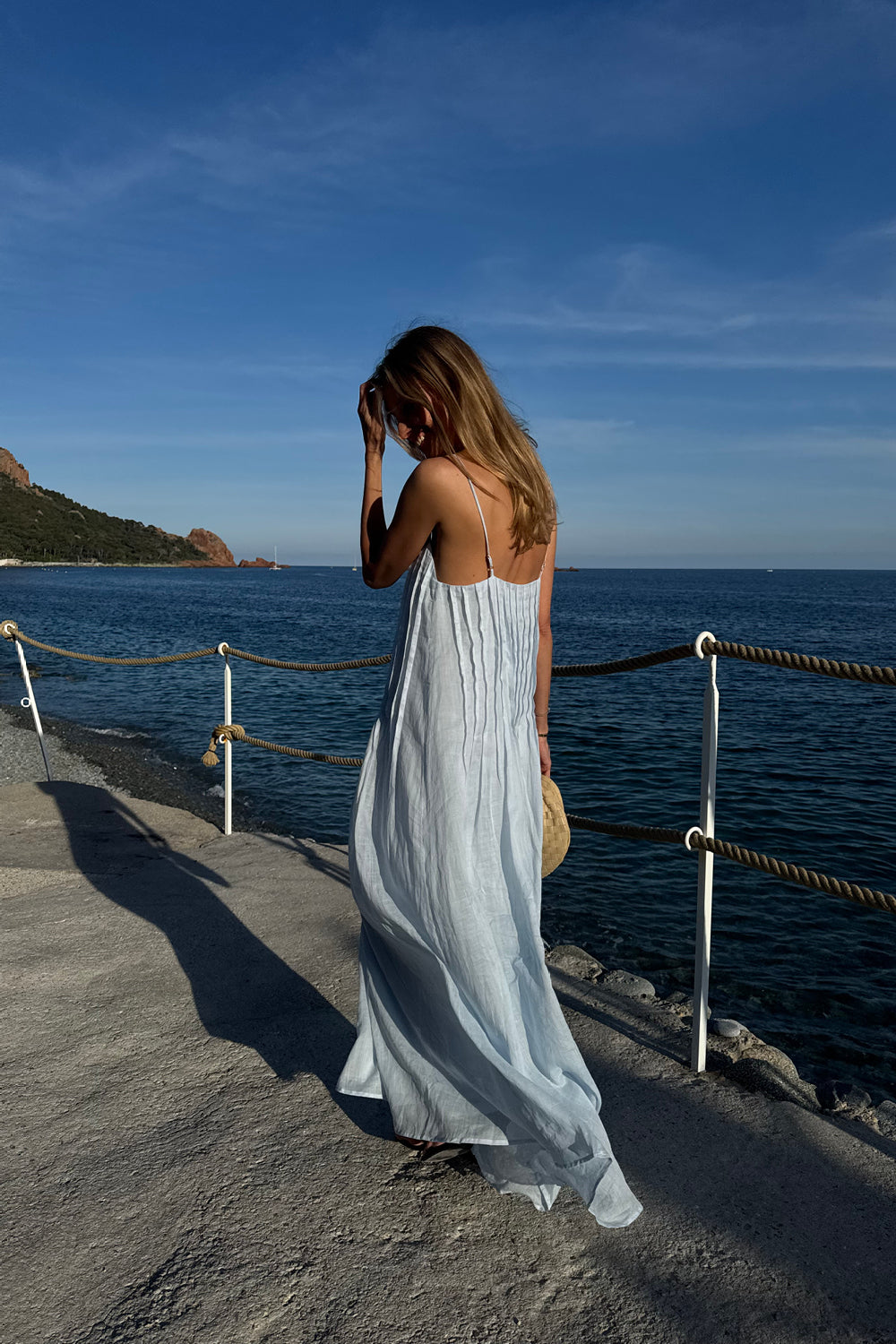 TAHLIA CORNFLOWER RAMIE MAXI DRESS