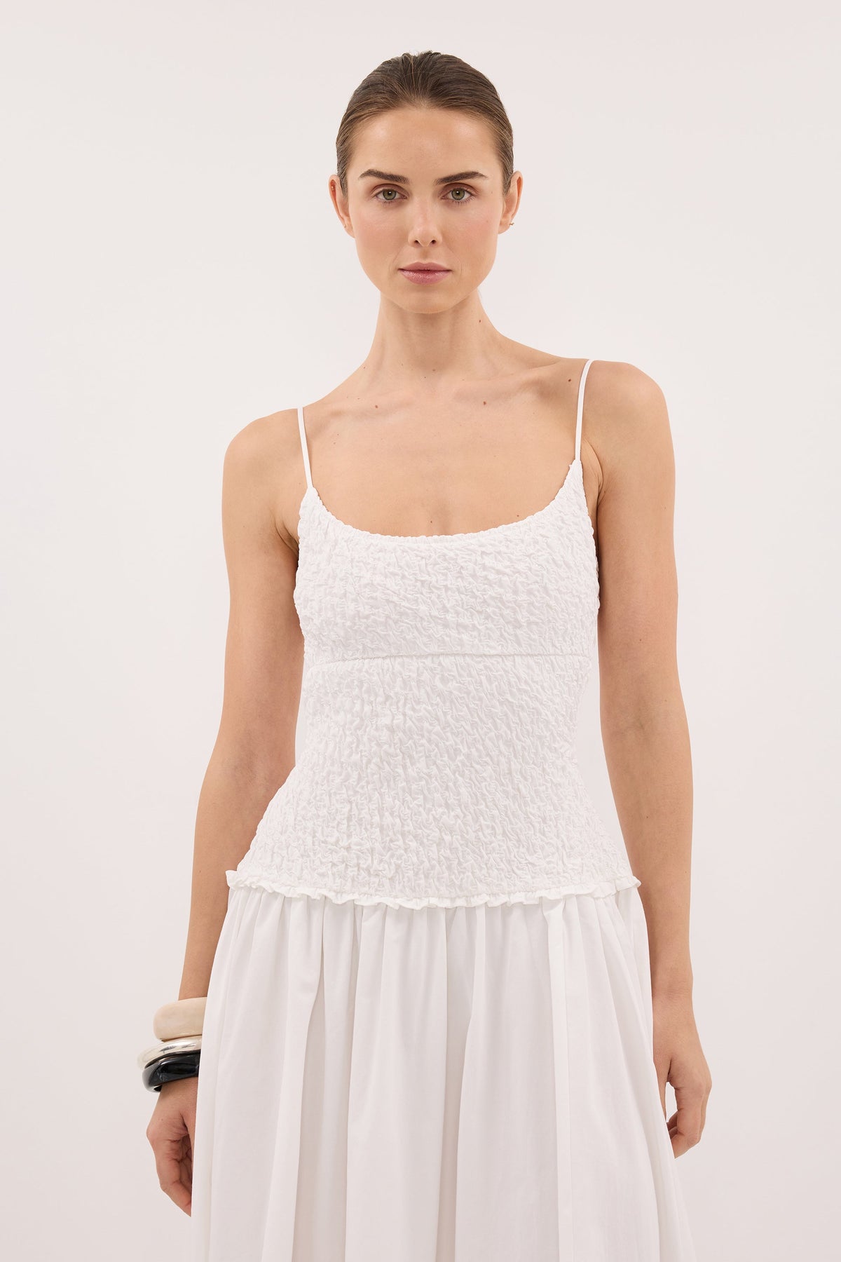 IZAIAH WHITE COTTON MIDI DRESS