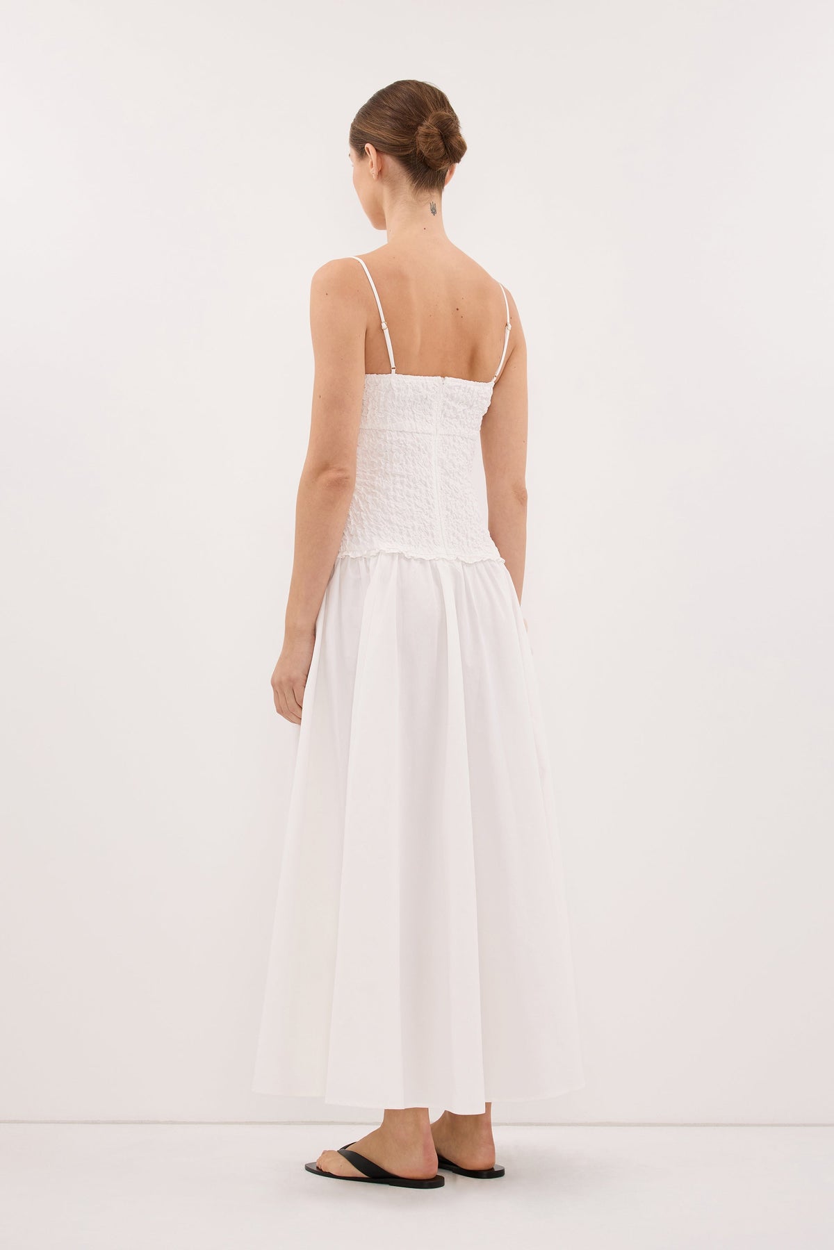IZAIAH WHITE COTTON MIDI DRESS