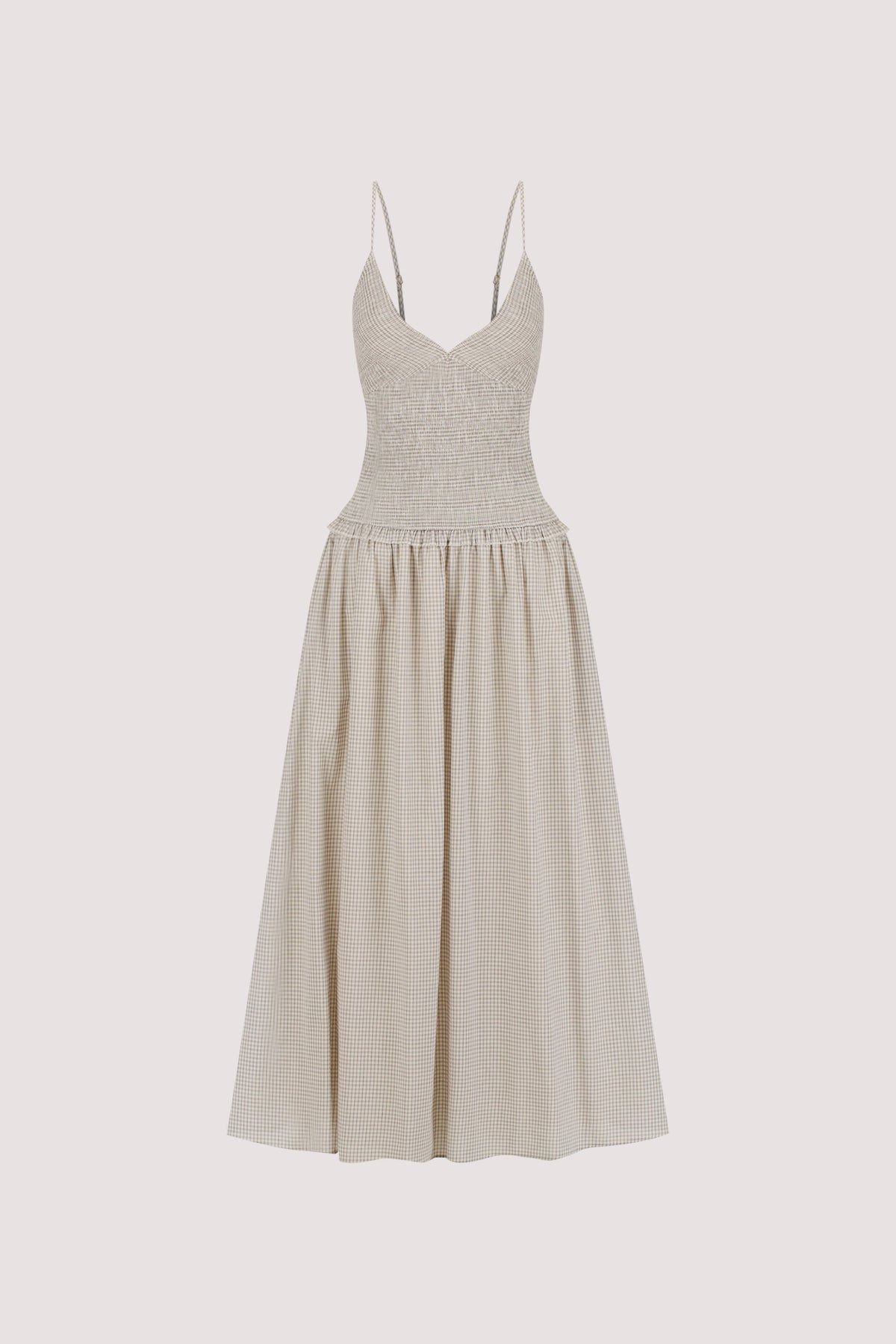 LILITH SLEEVELESS CHECK COTTON MIDI DRESS