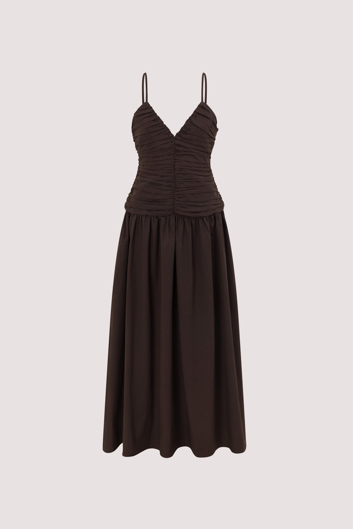 ALEXIA BURNT CHOC COTTON MIDI DRESS