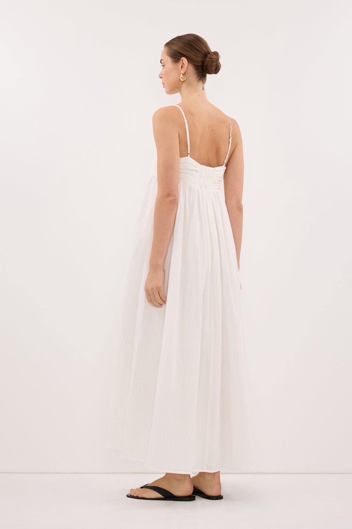 CASEY IVORY CRINKLE RAMIE MIDI DRESS