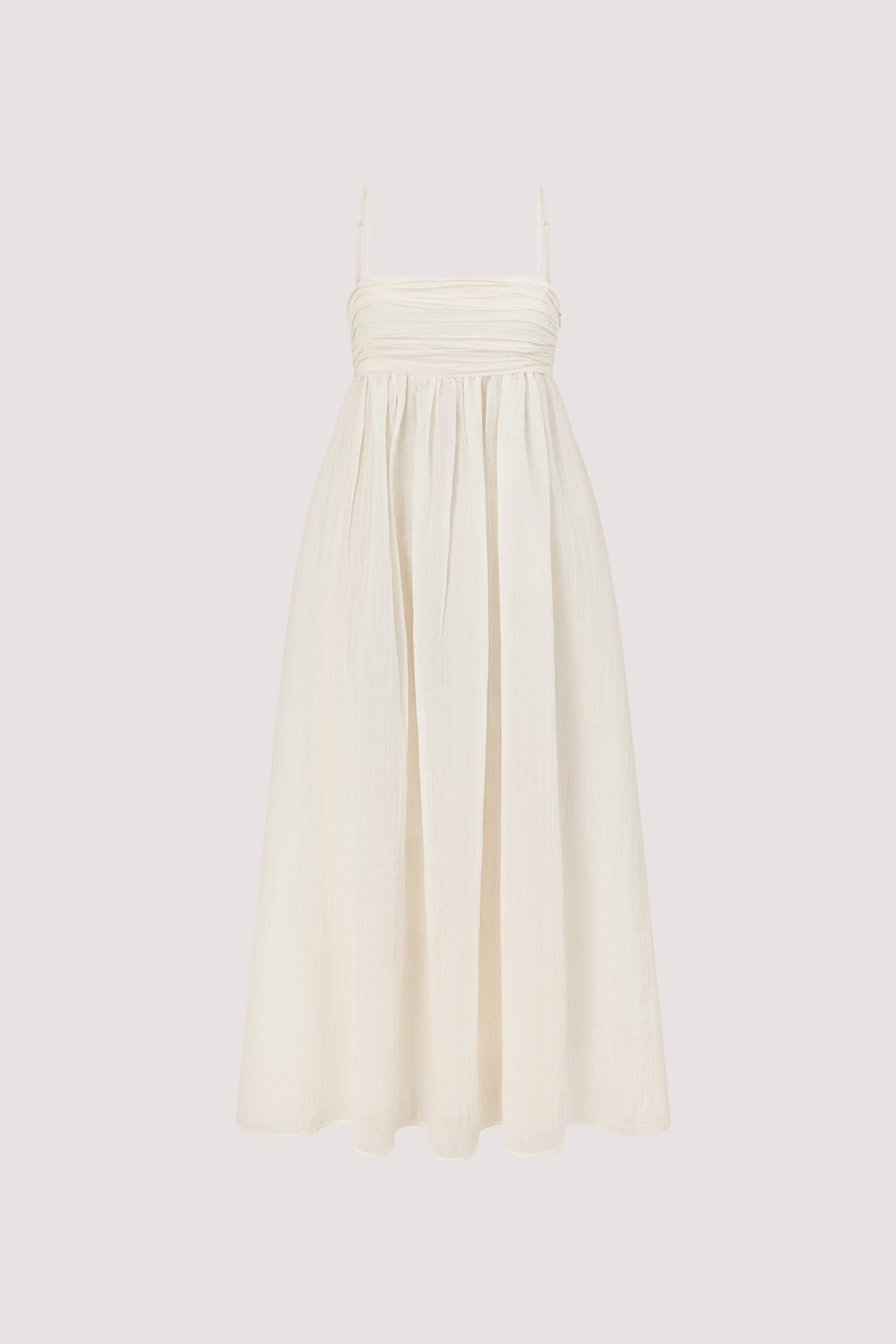 CASEY IVORY CRINKLE RAMIE MIDI DRESS