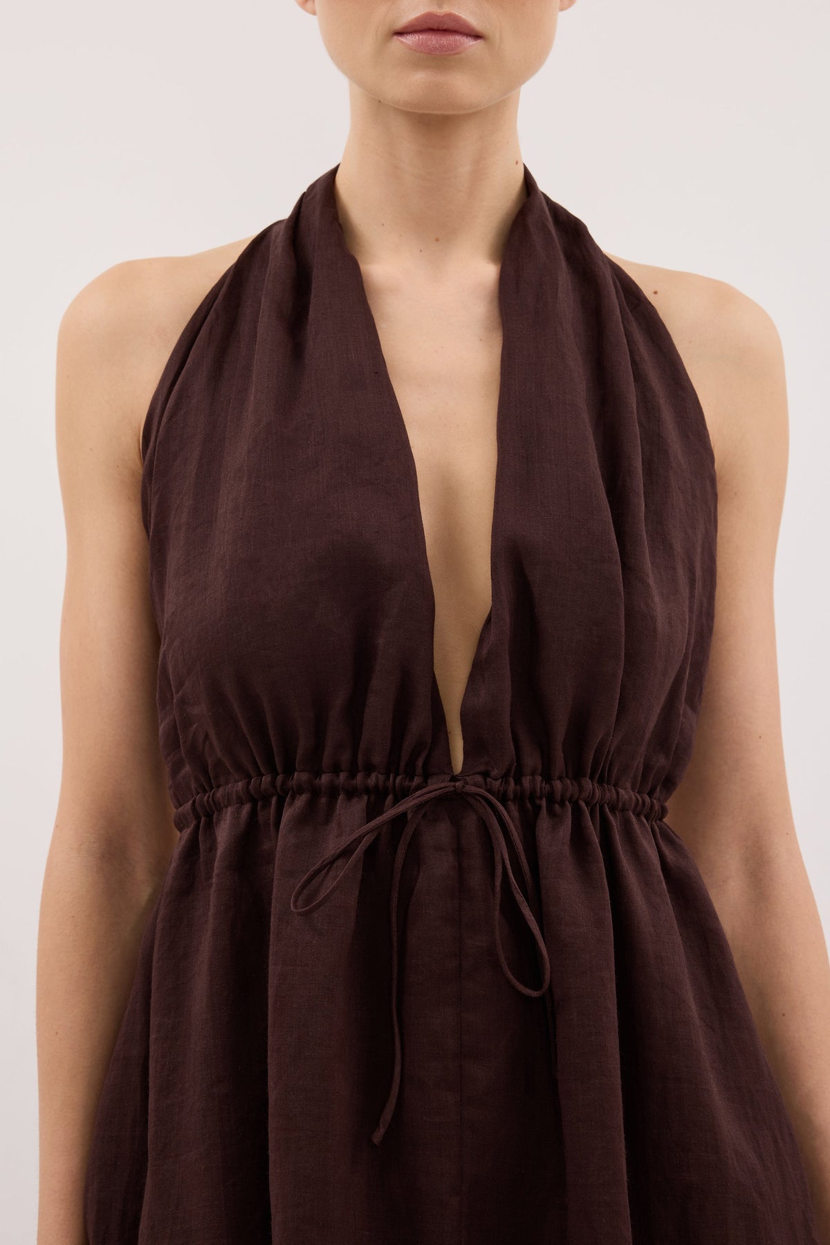 SAMMI BURNT CHOC RAMIE MIDI DRESS