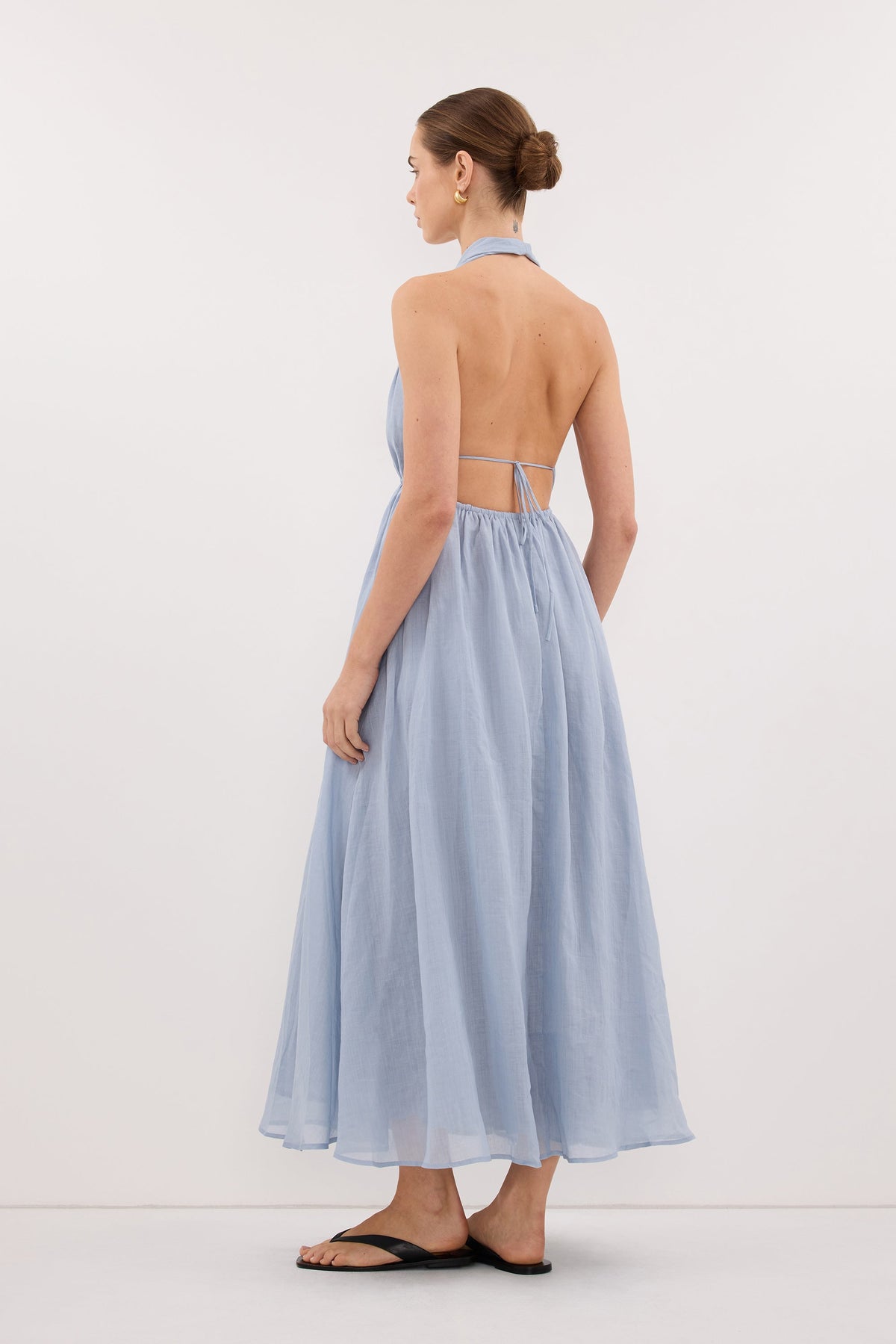 SAMMI DUSTY BLUE RAMIE MIDI DRESS