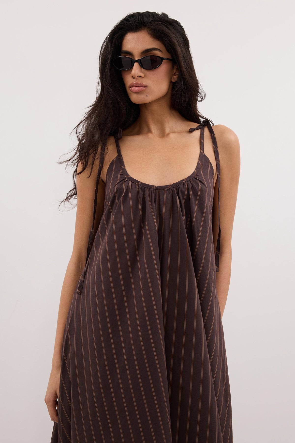 FABLE CHOC STRIPE MIDI DRESS