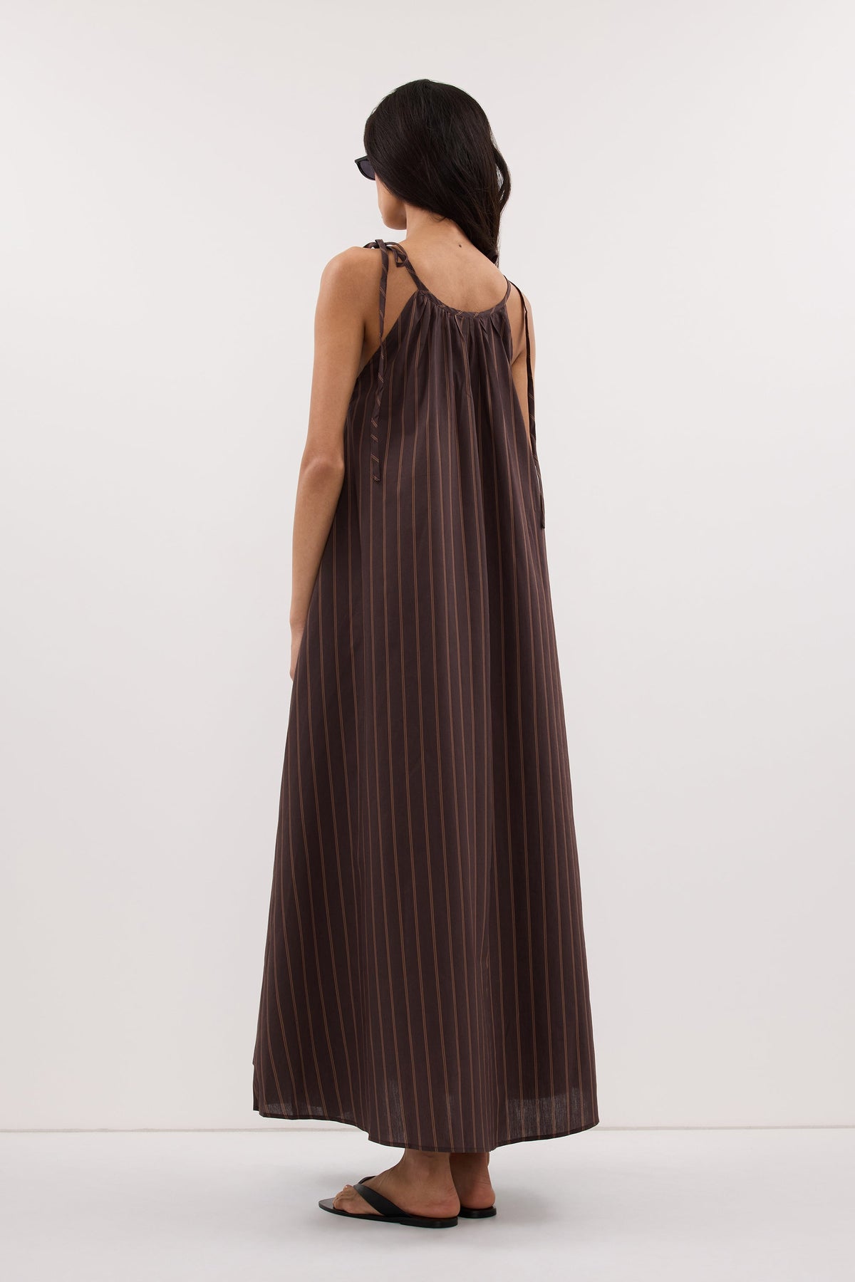 FABLE CHOC STRIPE MIDI DRESS