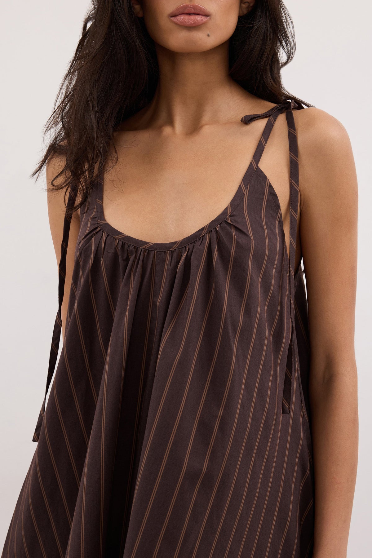 FABLE CHOC STRIPE MIDI DRESS