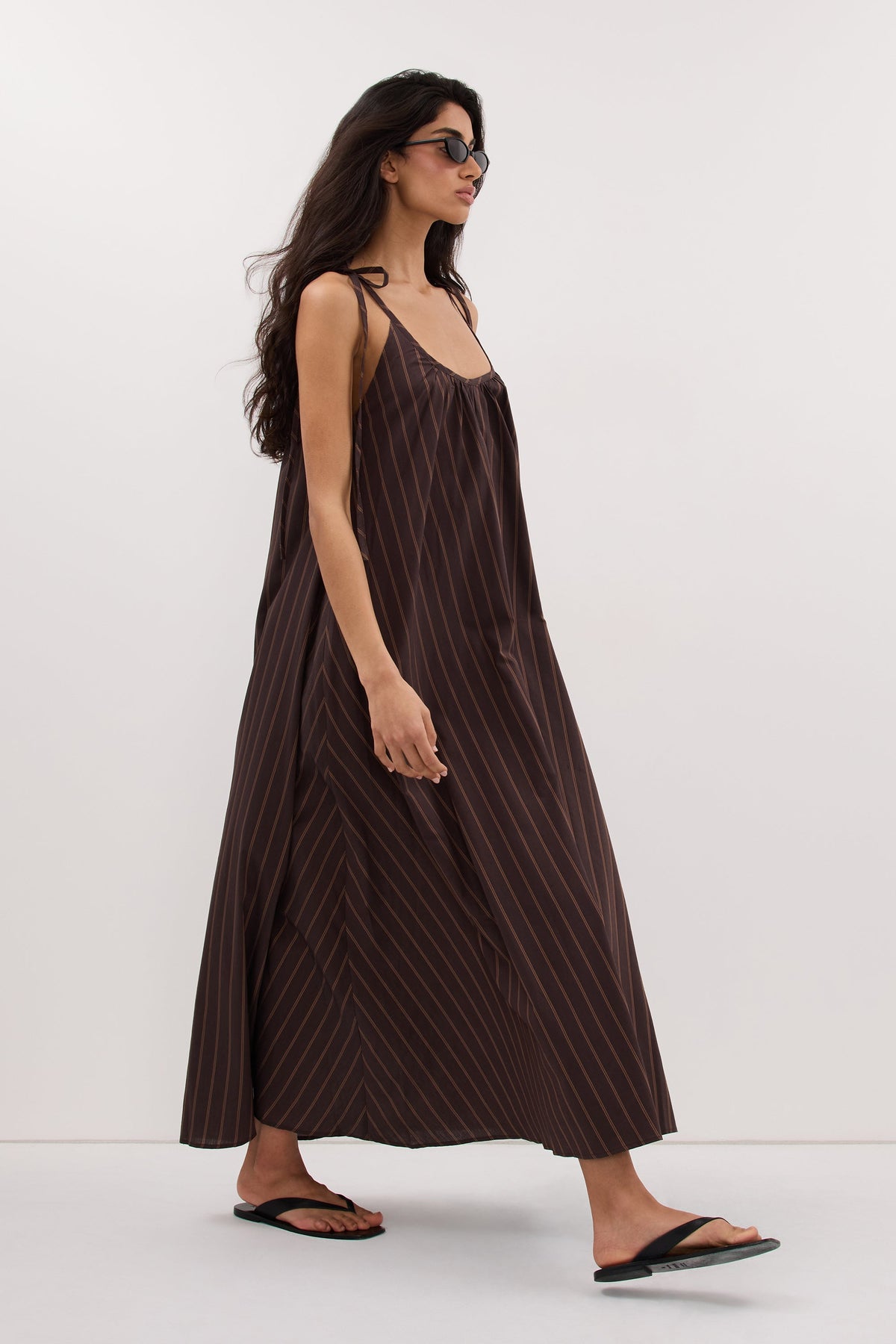 FABLE CHOC STRIPE MIDI DRESS