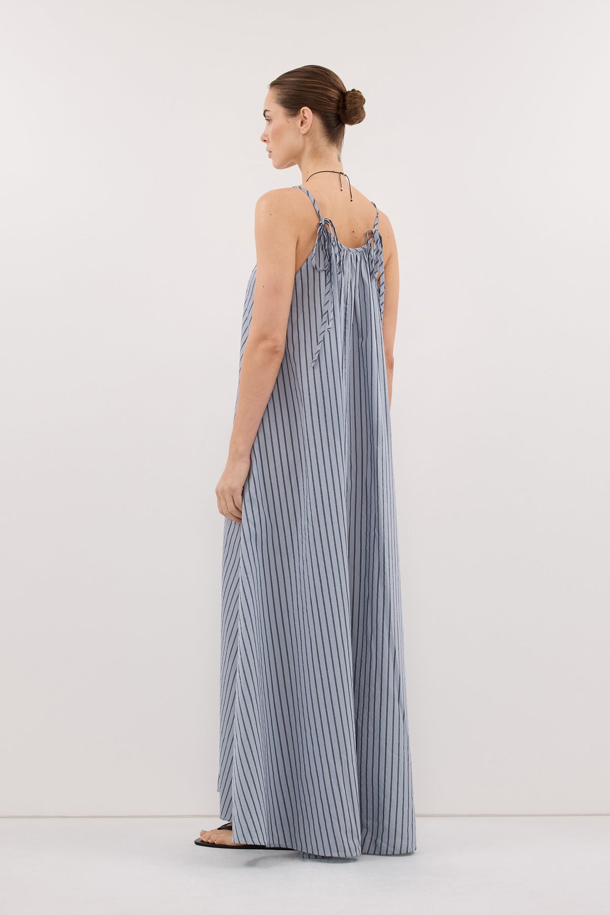 FABLE DUSTY BLUE STRIPE MIDI DRESS