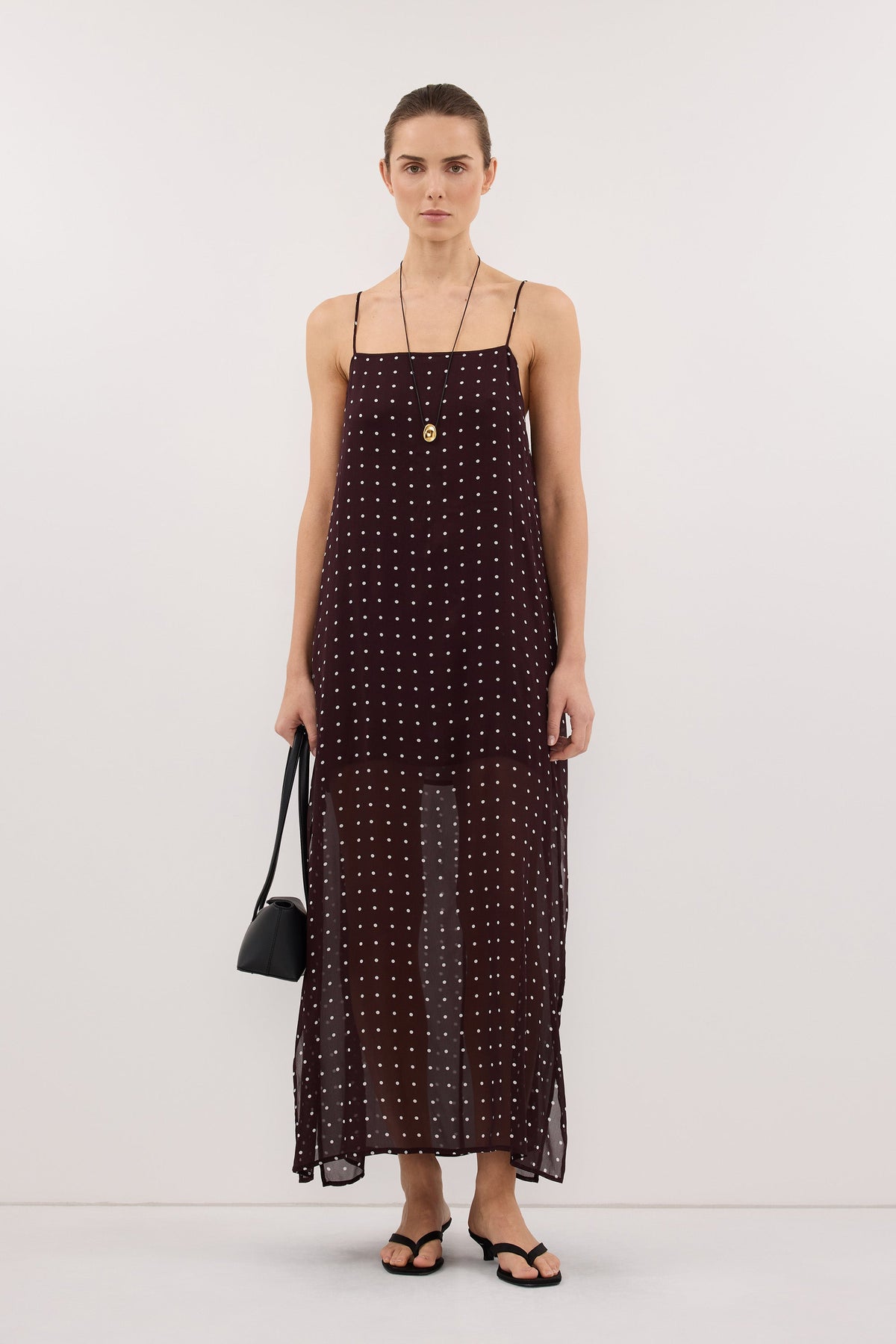 VANESSA BITTER CHOC SLEEVELESS MIDI DRESS