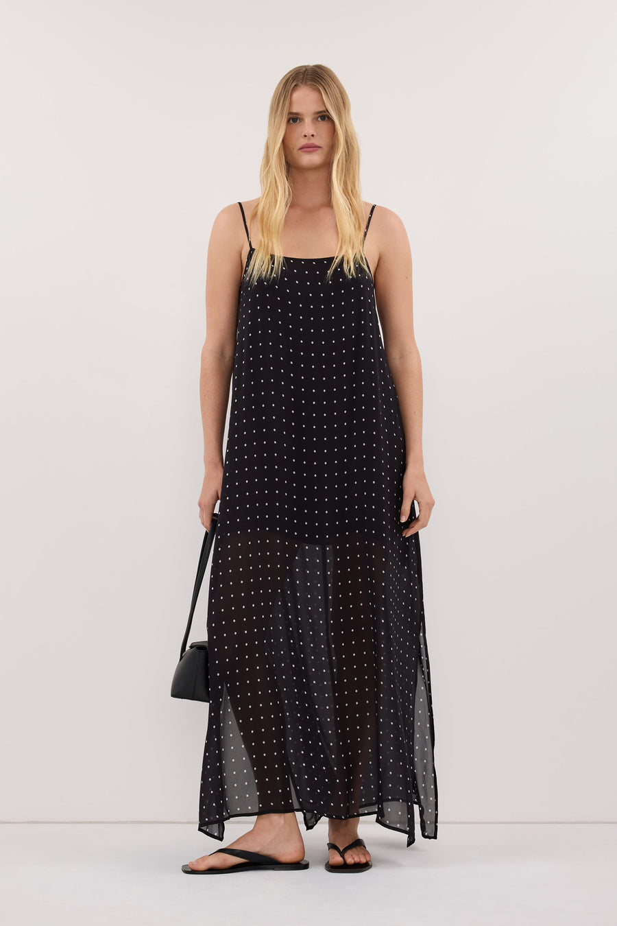 VANESSA BLACK SLEEVELESS MIDI DRESS