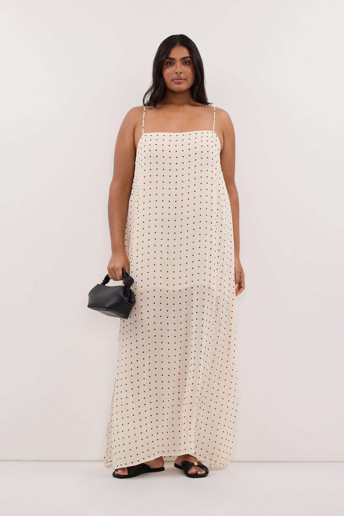 VANESSA SANDSTONE SLEEVELESS MIDI DRESS
