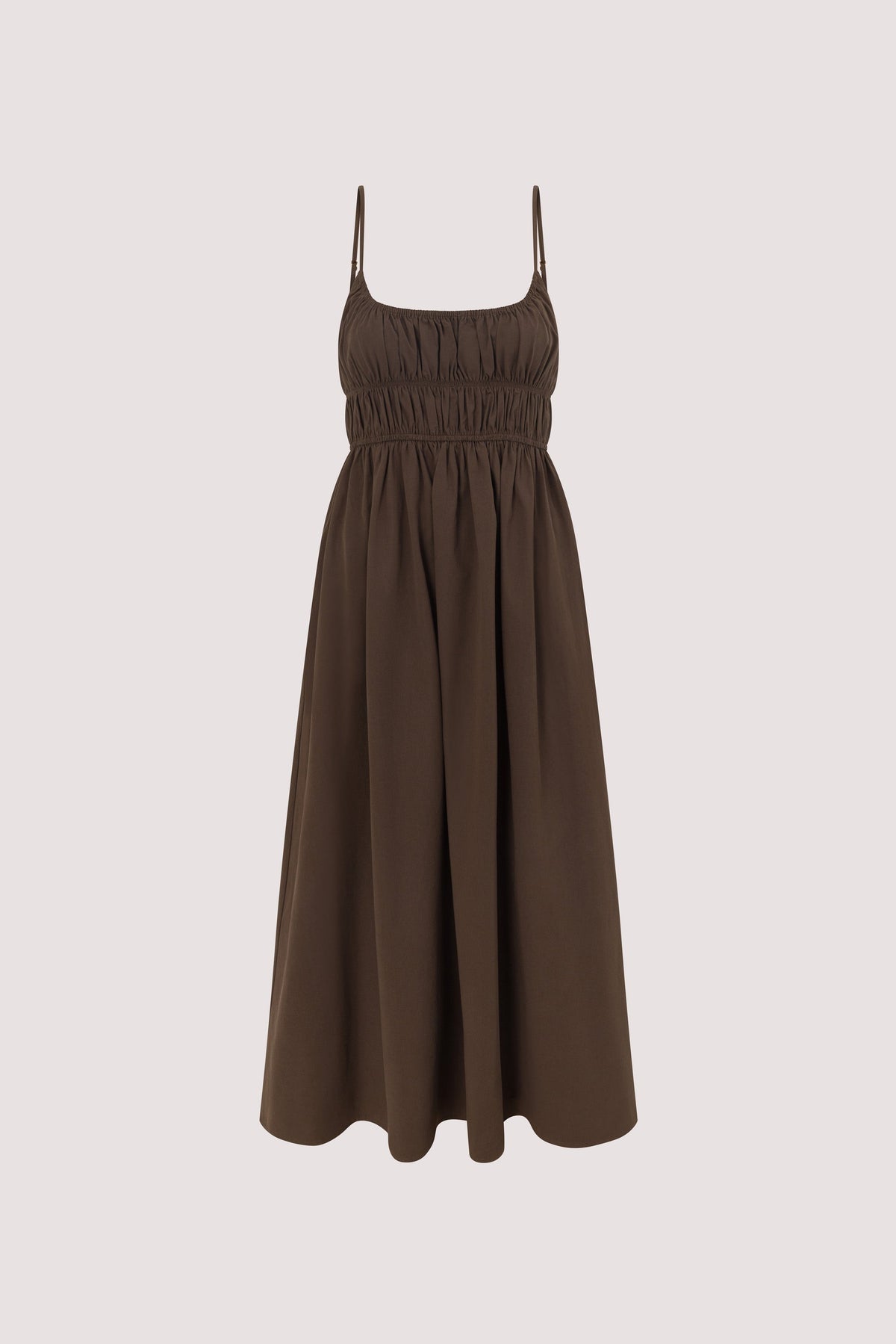 ZAHARA BITTER CHOC COTTON MIDI DRESS