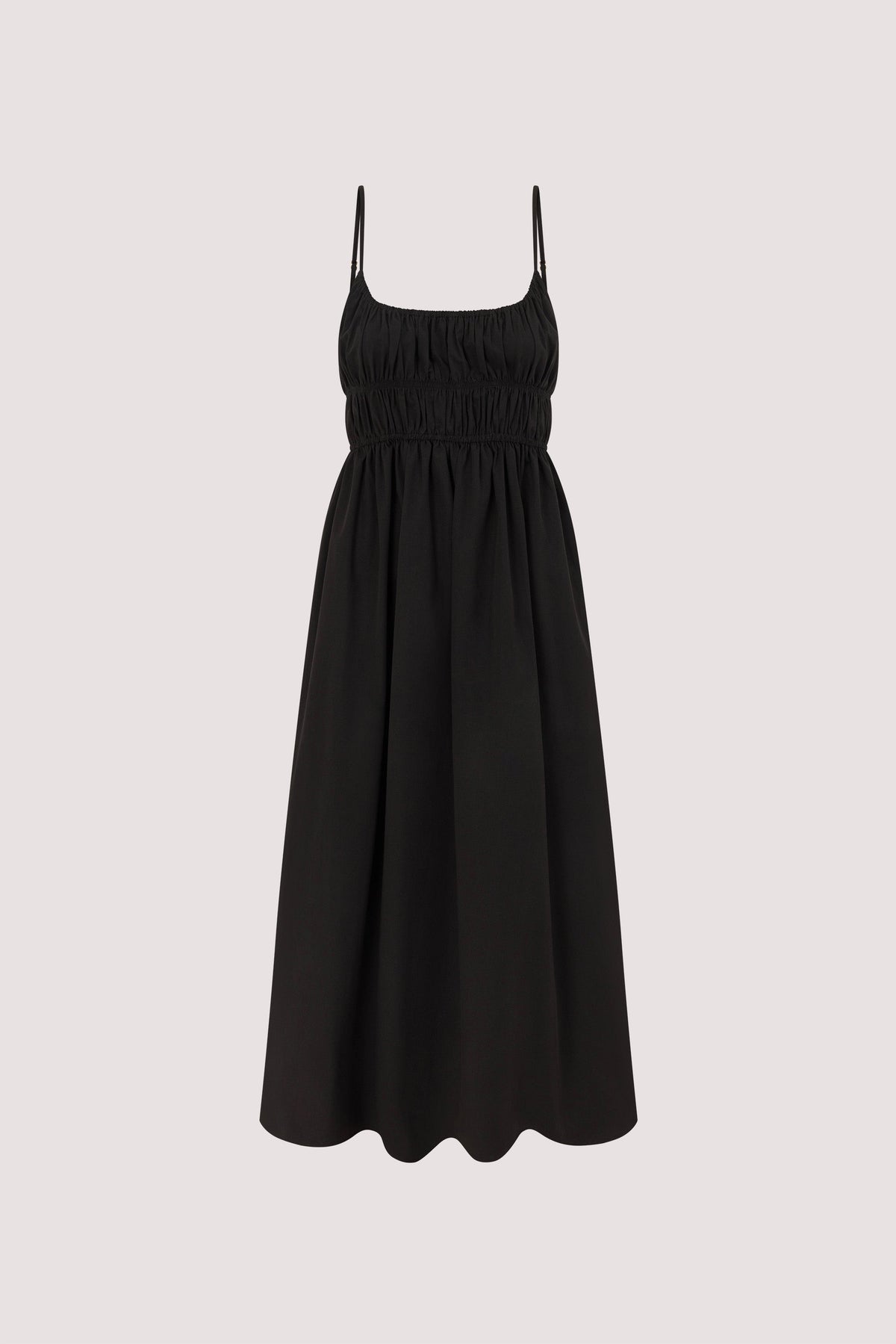 ZAHARA BLACK COTTON MIDI DRESS